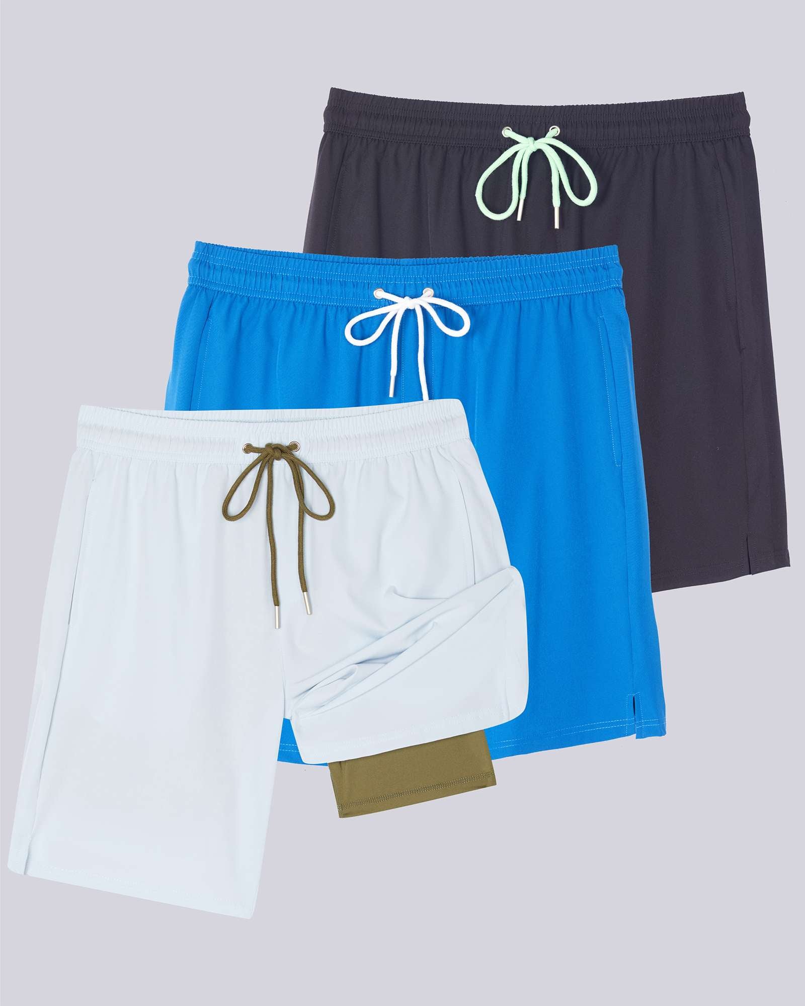 3 Pack: Men's 9" 2-in-1 Board Shorts with Compression Liner