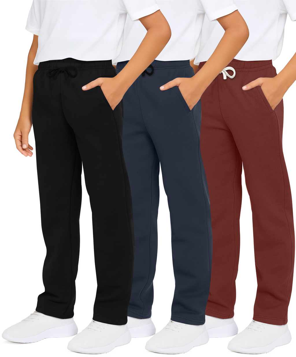 3 Pack: Boys Fleece Open Bottom Sweatpants