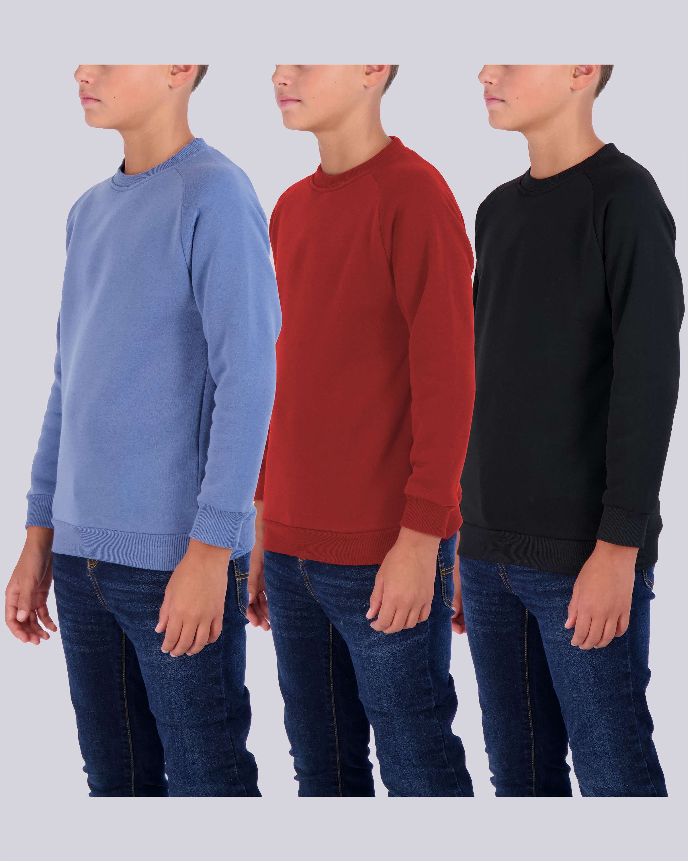3 Pack: Boys Fleece Crew-Neck Pullover Sweatshirt