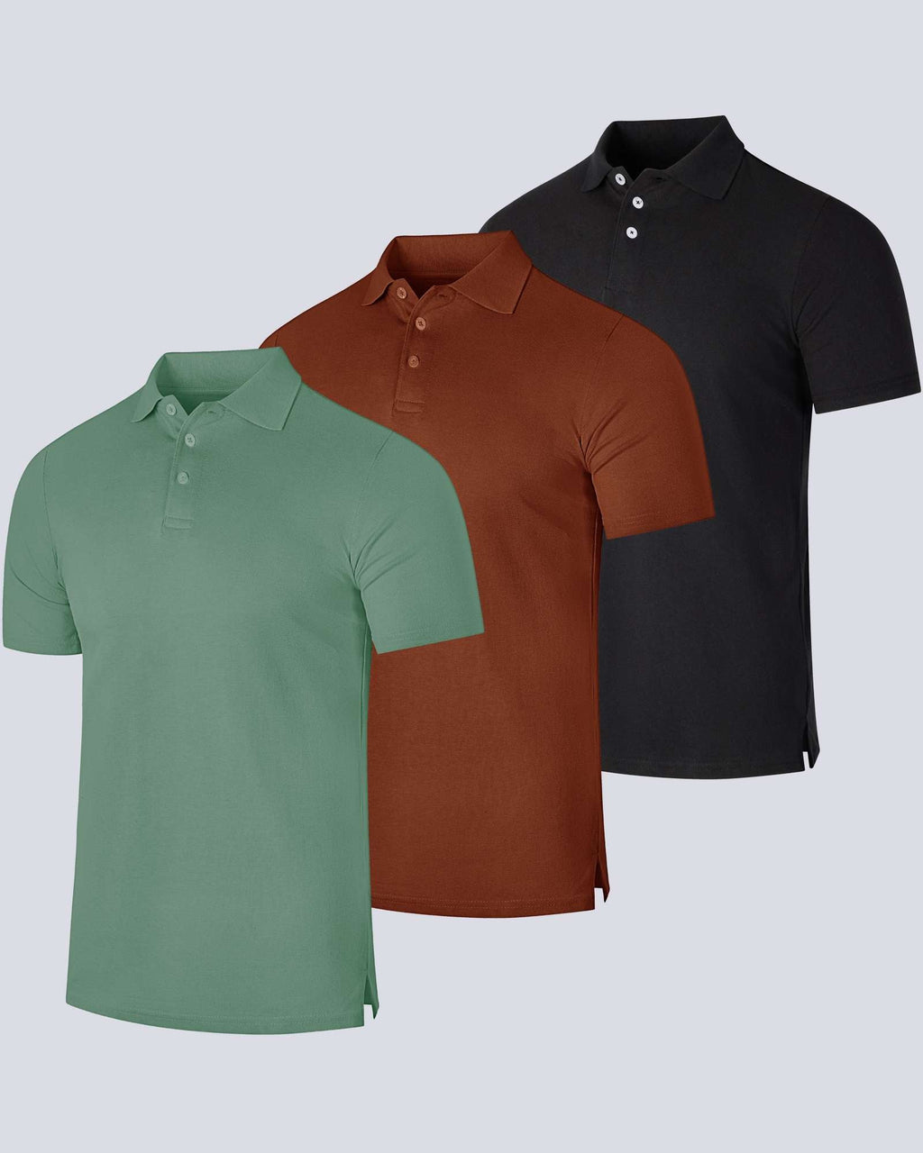 3 Pack: Mens Cotton Pique Short Sleeve Polo Shirt