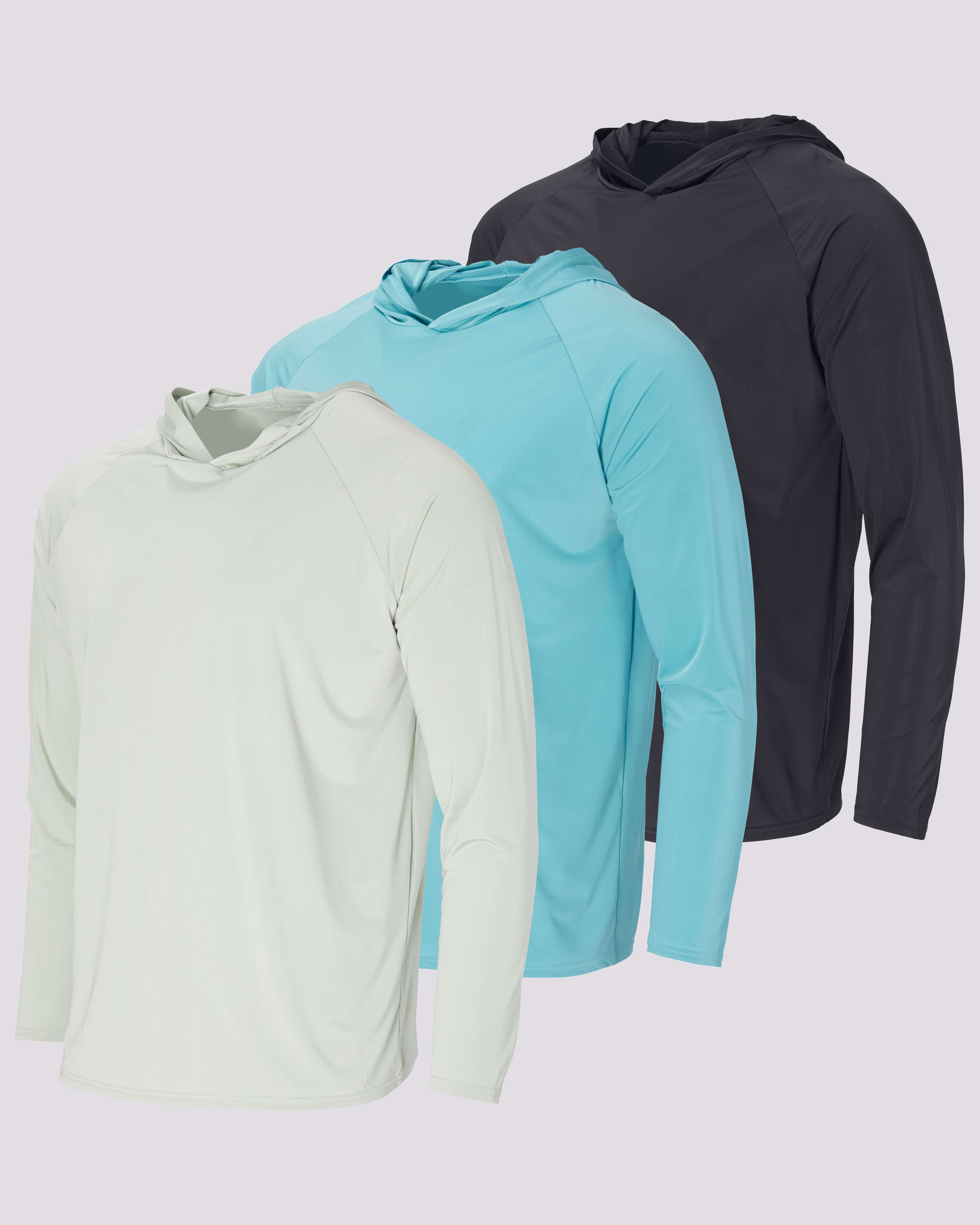 3 Pack: Men's Rash Guard Hoodie (Available In Big & Tall)
