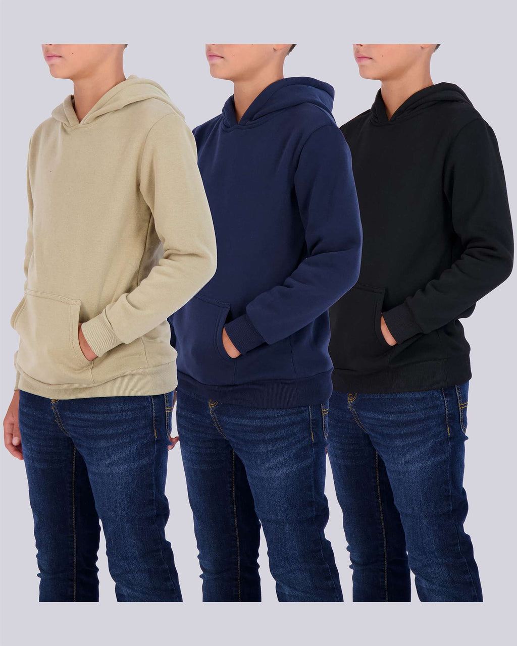 3 Pack: Boys Fleece Pullover Hoodie Sweatshirt