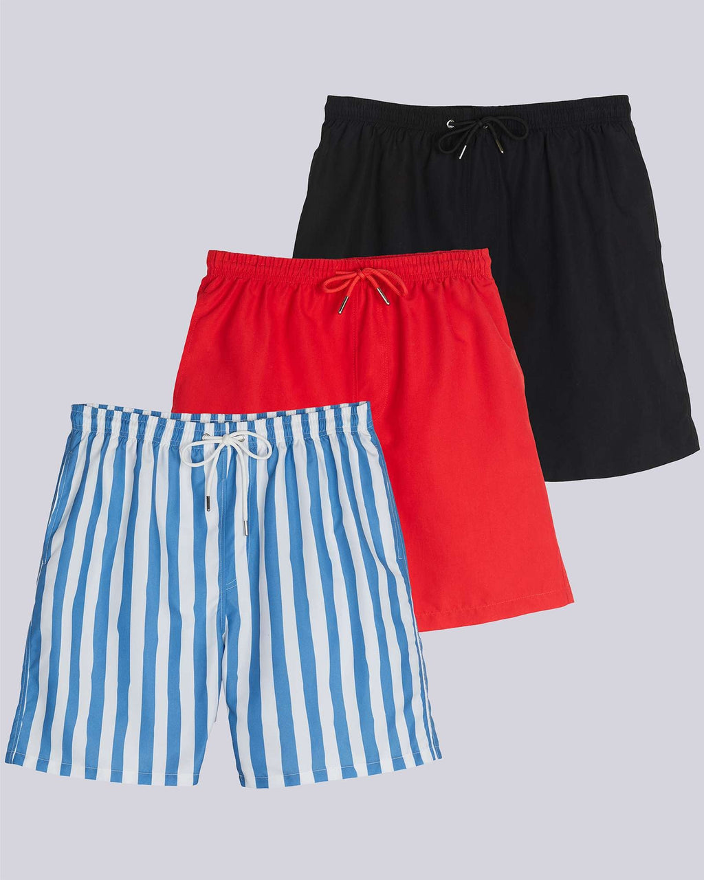 3 Pack: Boys' Swim Board Shorts with Drawstring