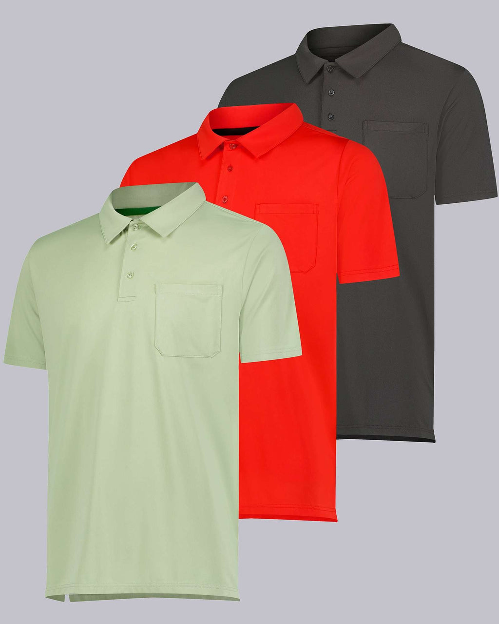 3 Pack: Men's Short Sleeve Pocket Polo Shirt (Available in Big & Tall)