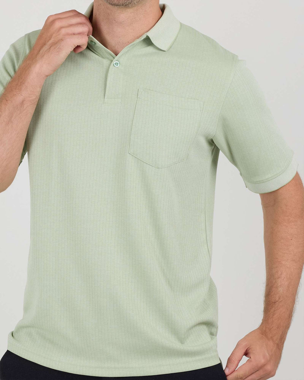 3 Pack: Men's Ribbed CVC SS Polo Shirt With Pocket - Breathable Performance Polo (Available in Big & Tall)