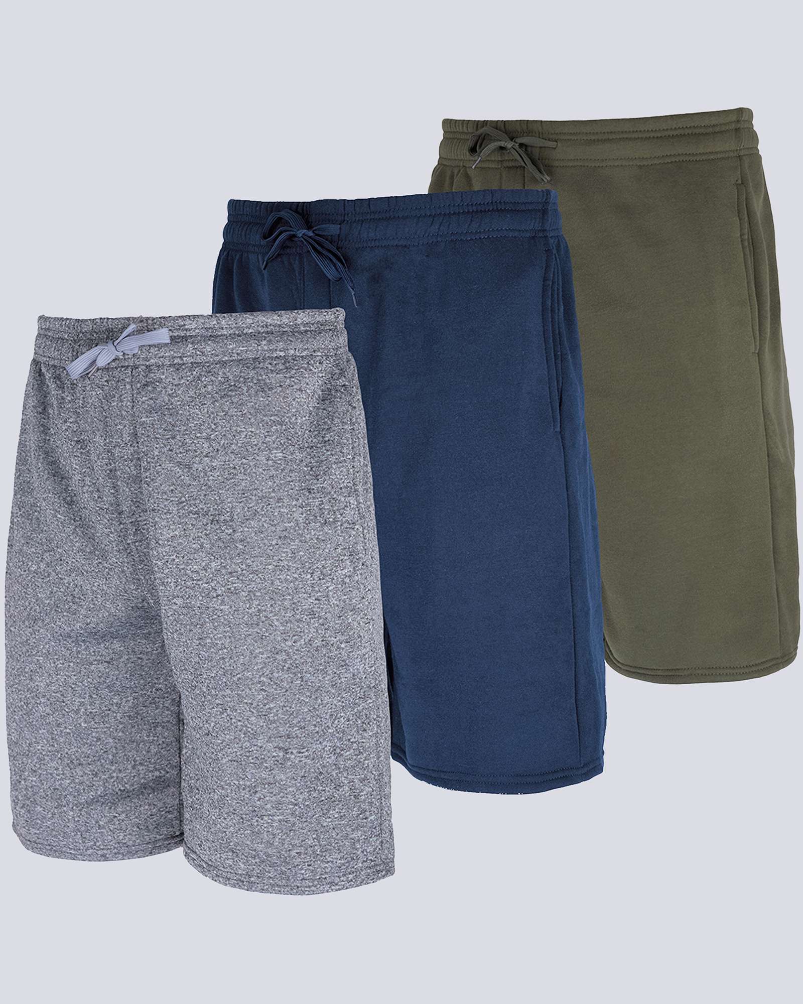 3 Pack: Mens 9" Fleece Casual Lounge Shorts