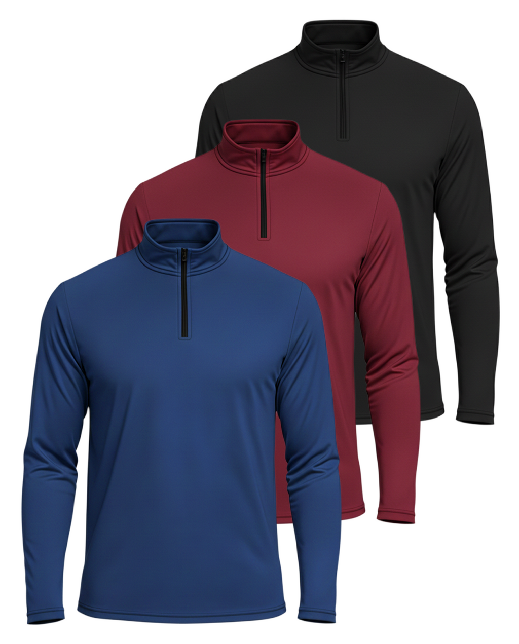 3 Pack: Mens Active Dry-Fit Quarter Zip Pullover (Available in Big & Tall)