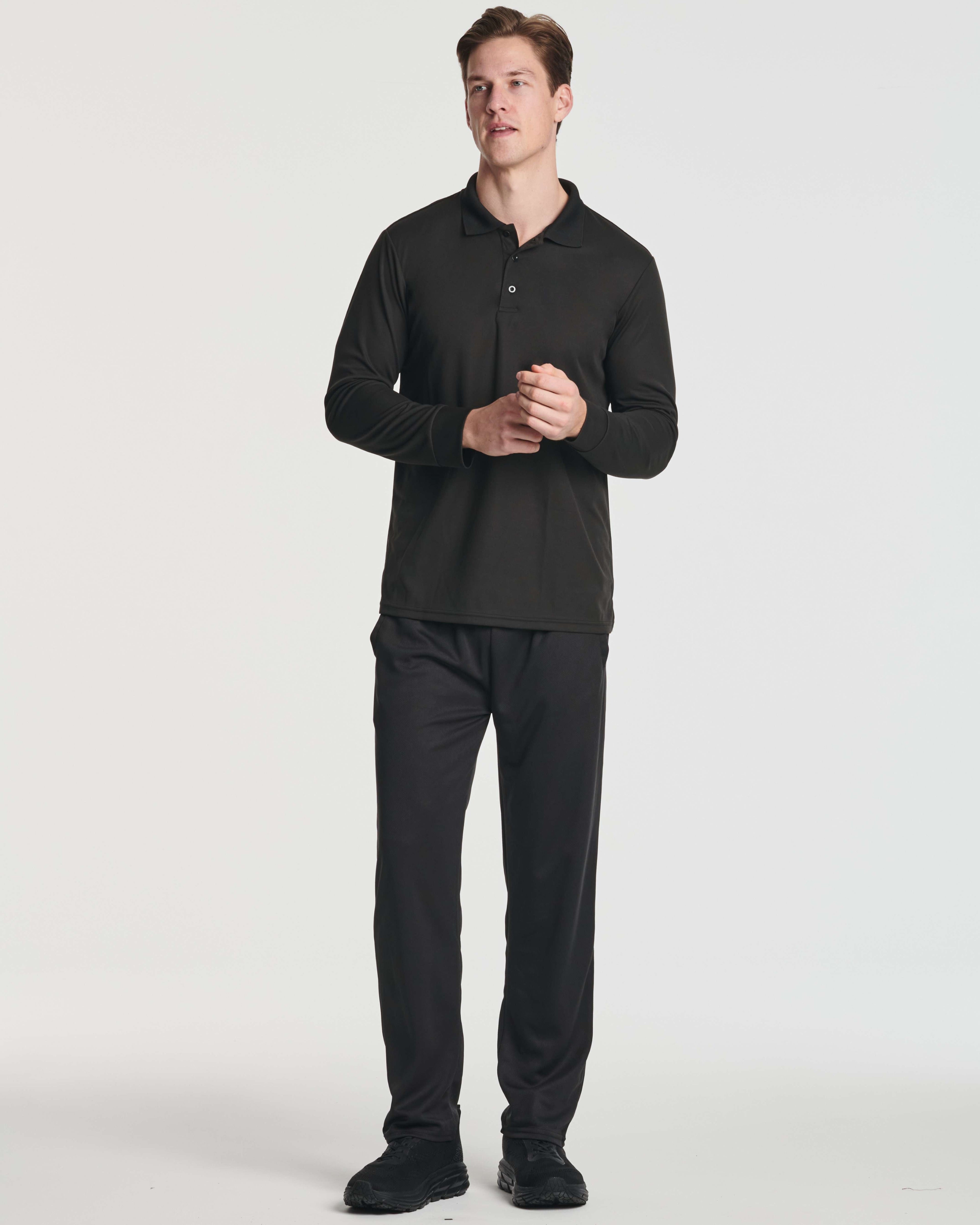 3 Pack: Men's Dry Fit Long-Sleeve Polo Shirt (Available in Big & Tall)