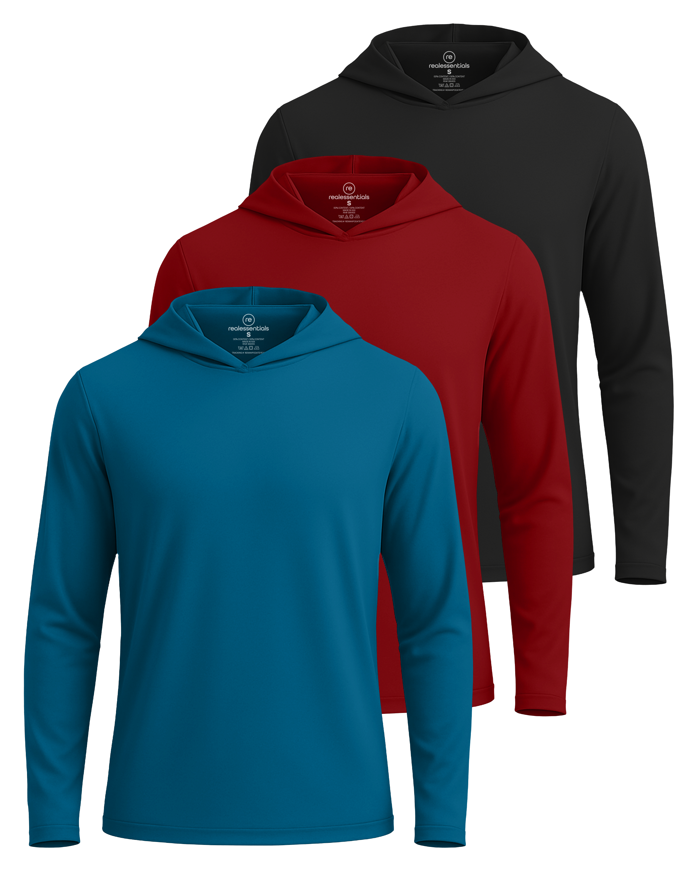 3 Pack: Mens Dry Fit Active Hoodie Pullover Sweatshirt