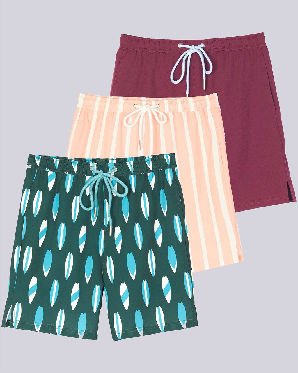 3 Pack: Boys' 2-in-1 Swim Trunks with Compression Liner