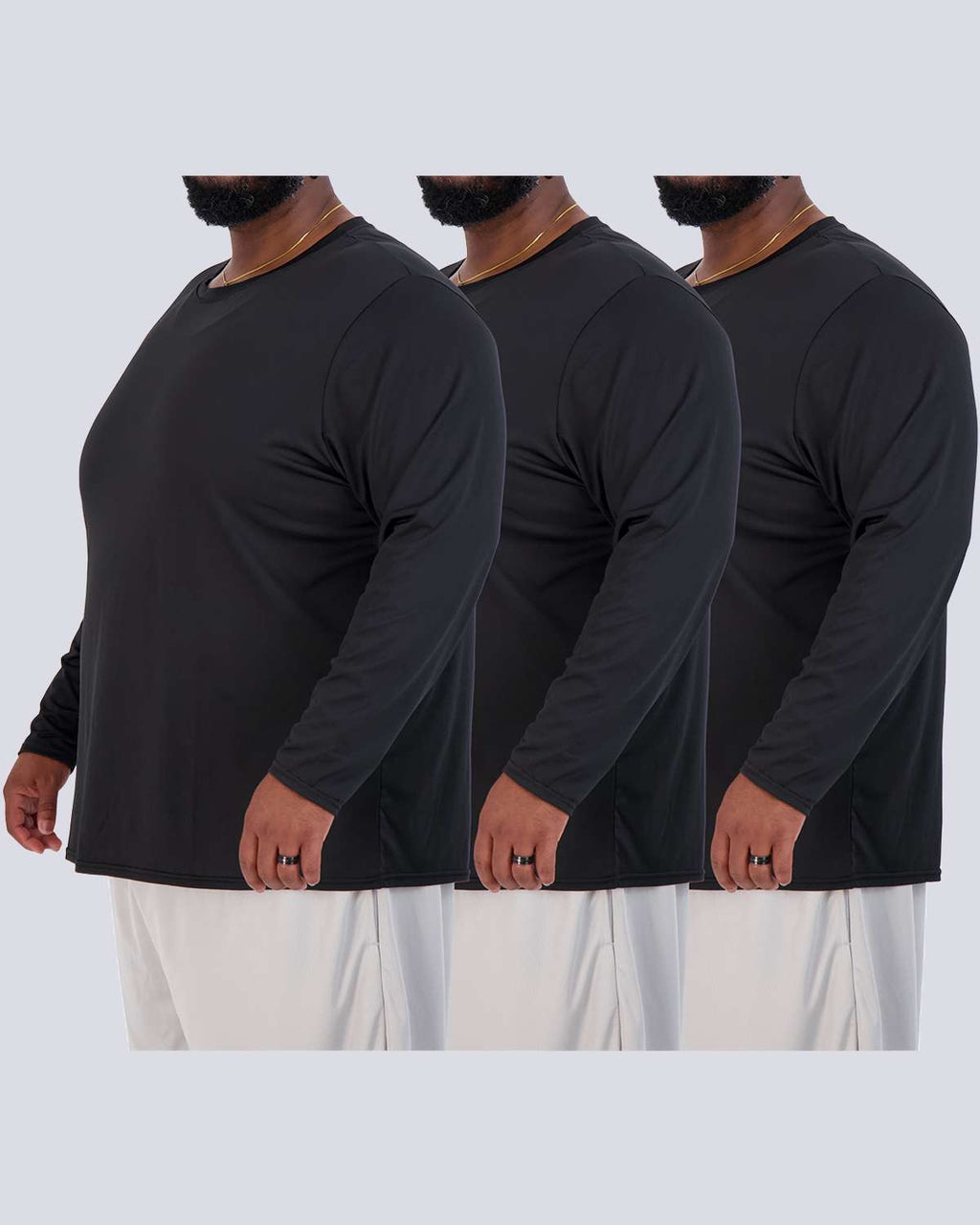 3 Pack: Mens Big & Tall Dry Fit Long-Sleeve Crew Neck T-Shirt