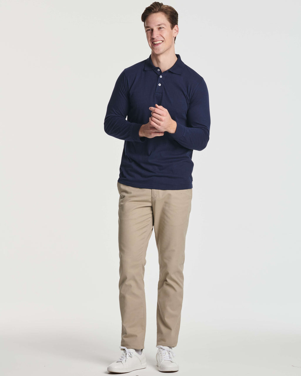 3 Pack: Men's Cotton Jersey Long-Sleeve Polo Shirt (Available in Big & Tall)