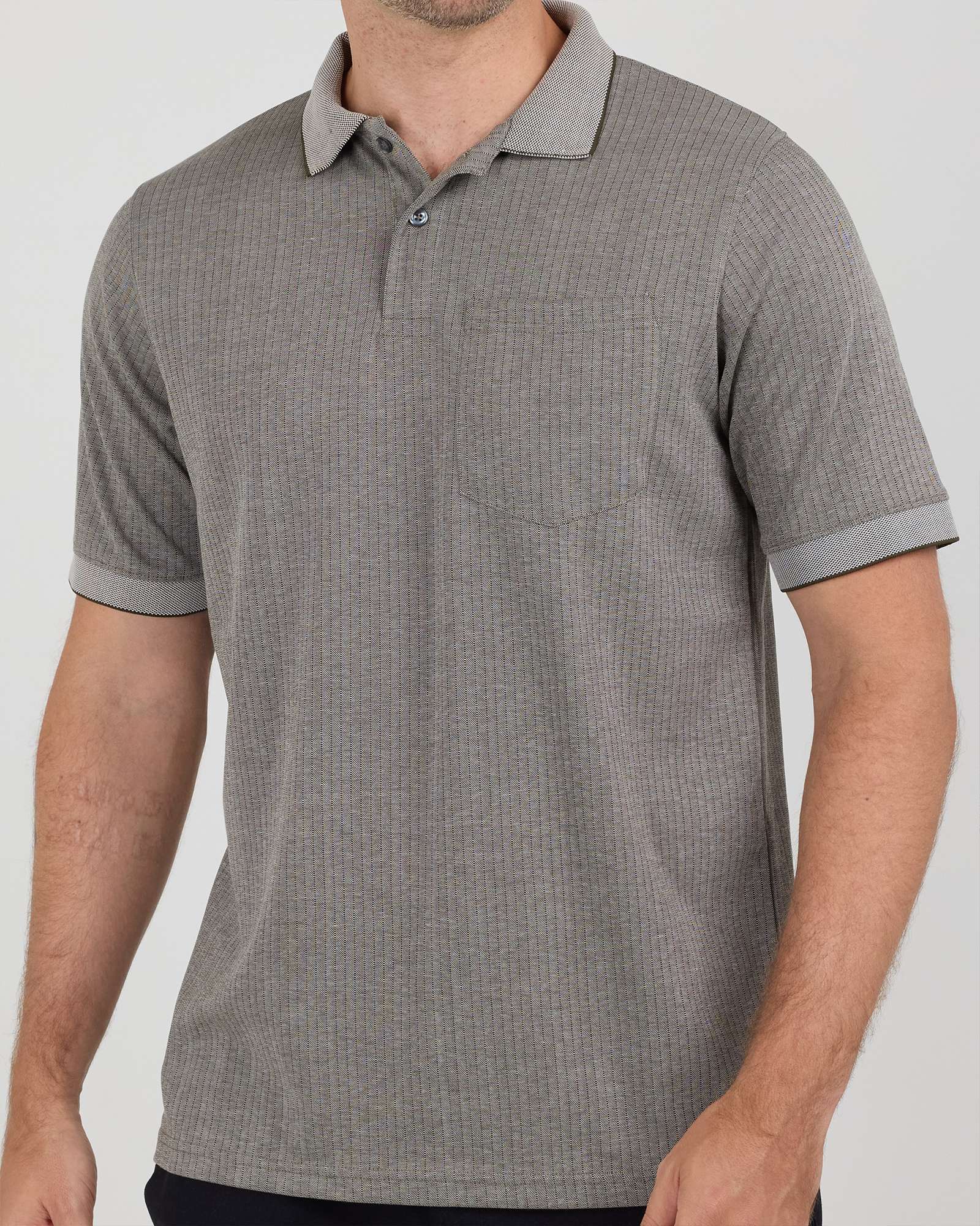 3 Pack: Men's Ribbed CVC SS Polo Shirt With Pocket - Breathable Performance Polo (Available in Big & Tall)