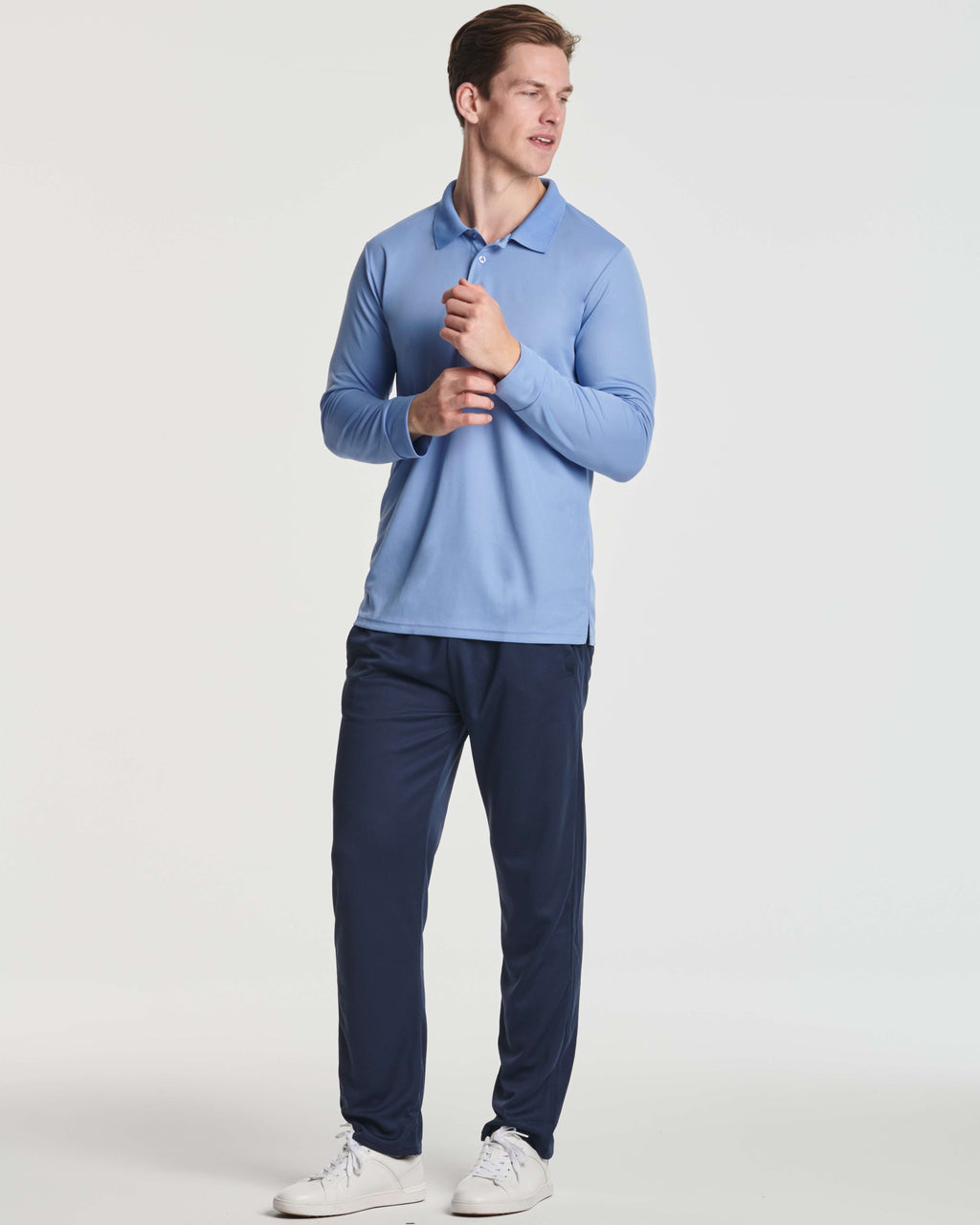 3 Pack: Men's Dry Fit Long-Sleeve Polo Shirt (Available in Big & Tall)
