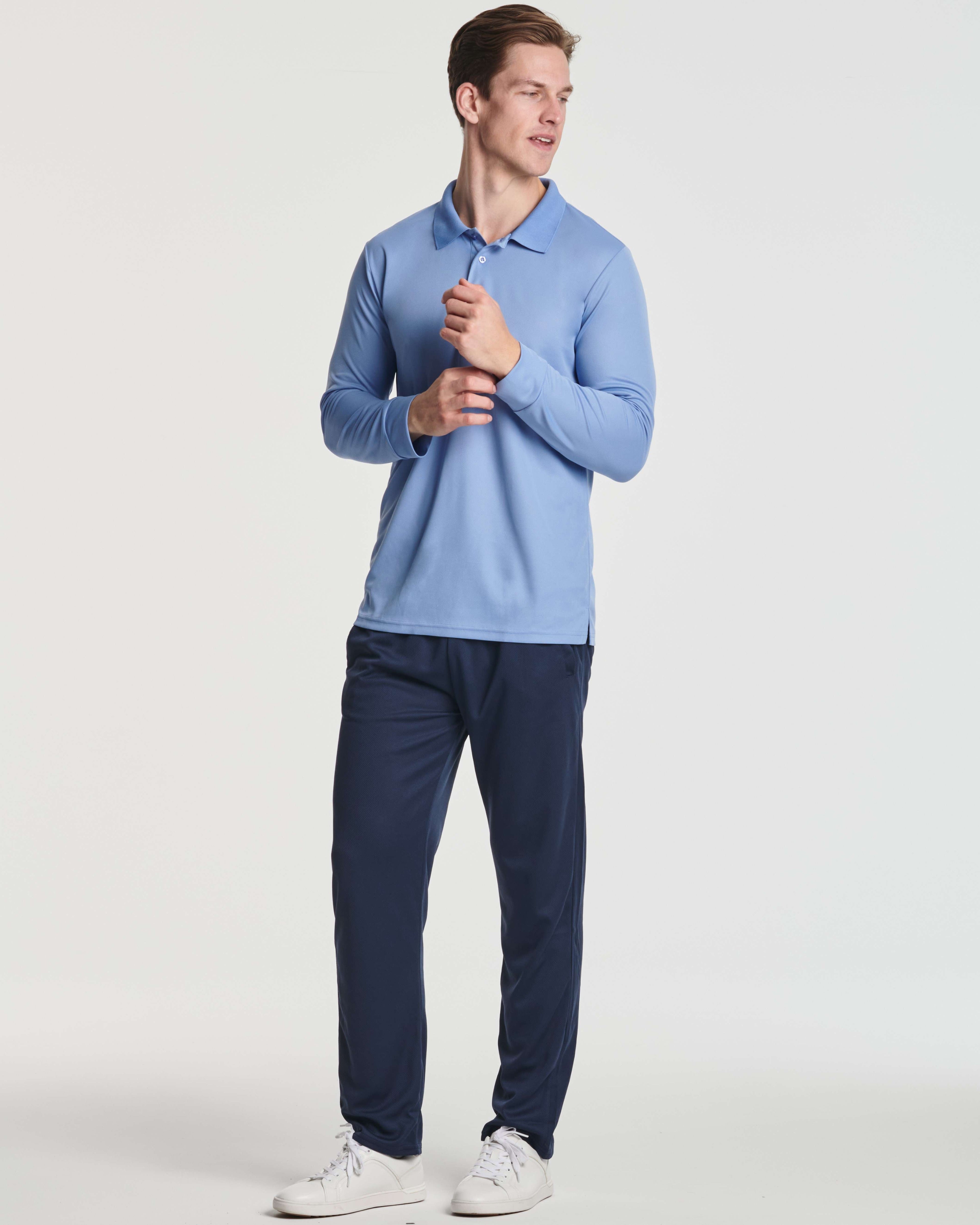 3 Pack: Men's Dry Fit Long-Sleeve Polo Shirt (Available in Big & Tall)