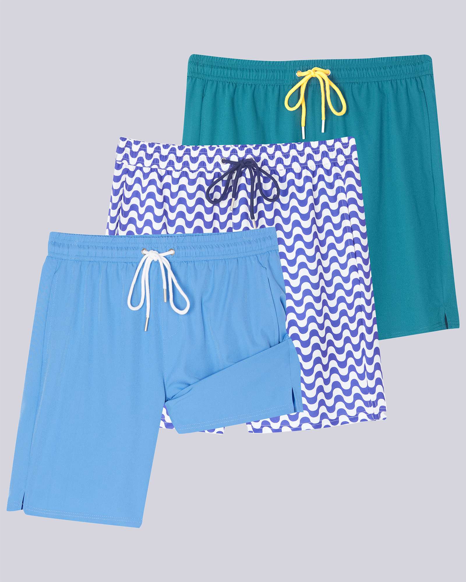 3 Pack: Men's 9" 2-in-1 Board Shorts with Compression Liner