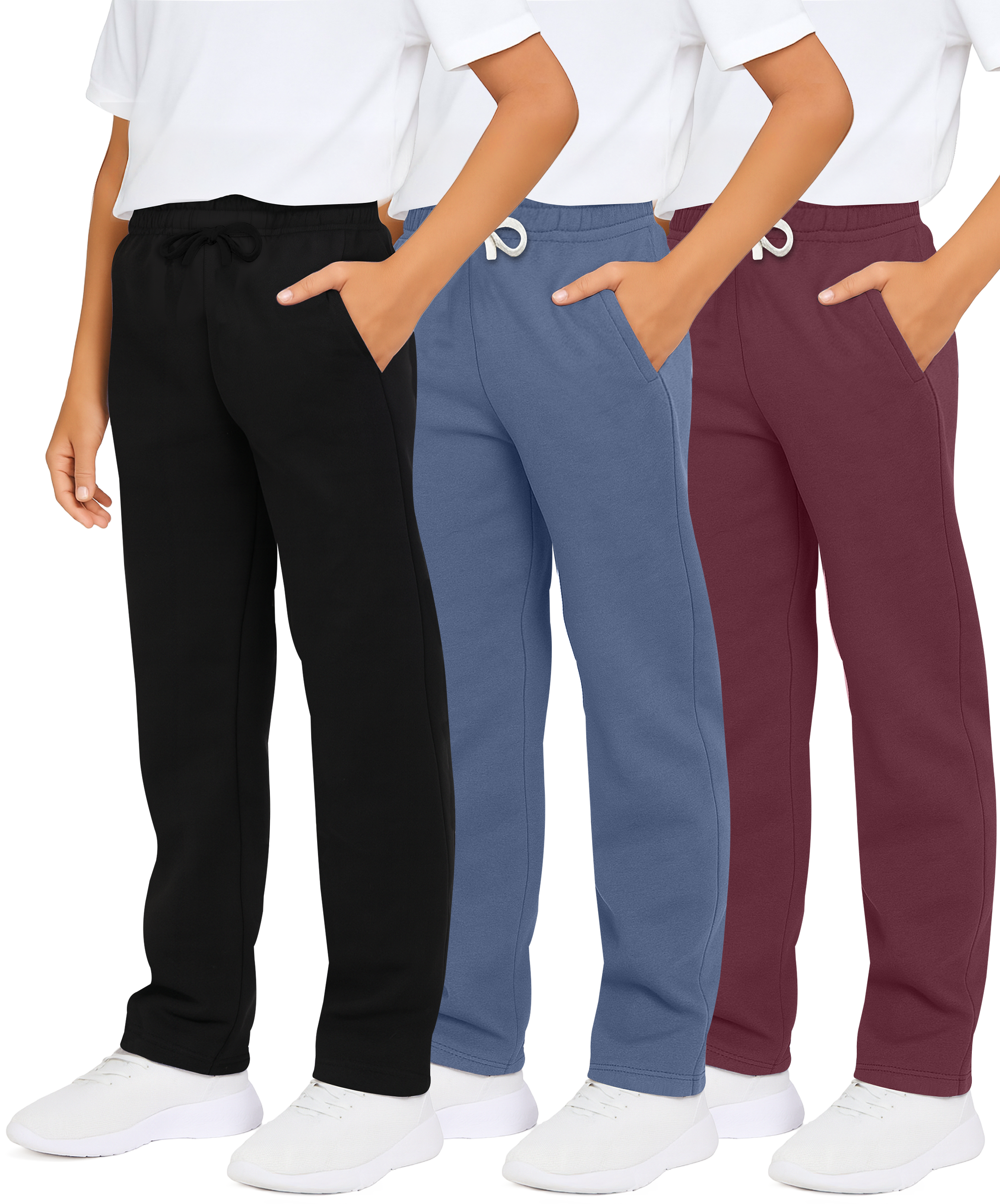 3 Pack: Boys Fleece Open Bottom Sweatpants
