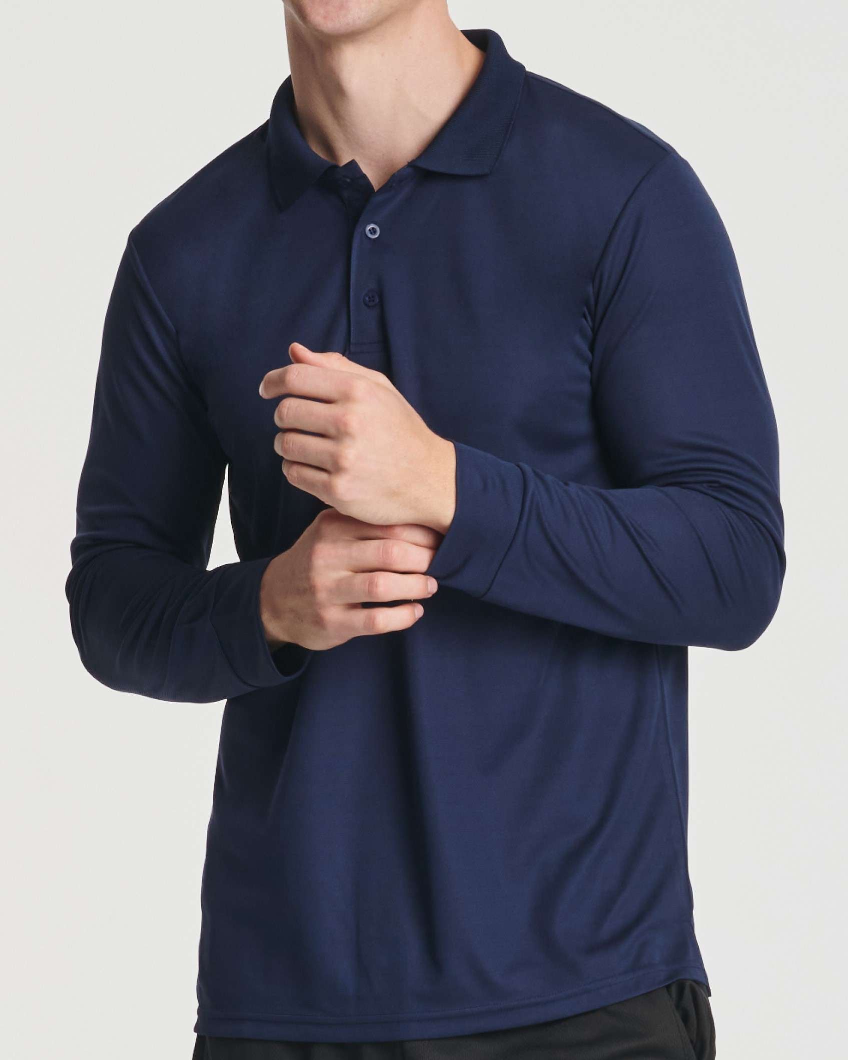 3 Pack: Men's Dry Fit Long-Sleeve Polo Shirt (Available in Big & Tall)