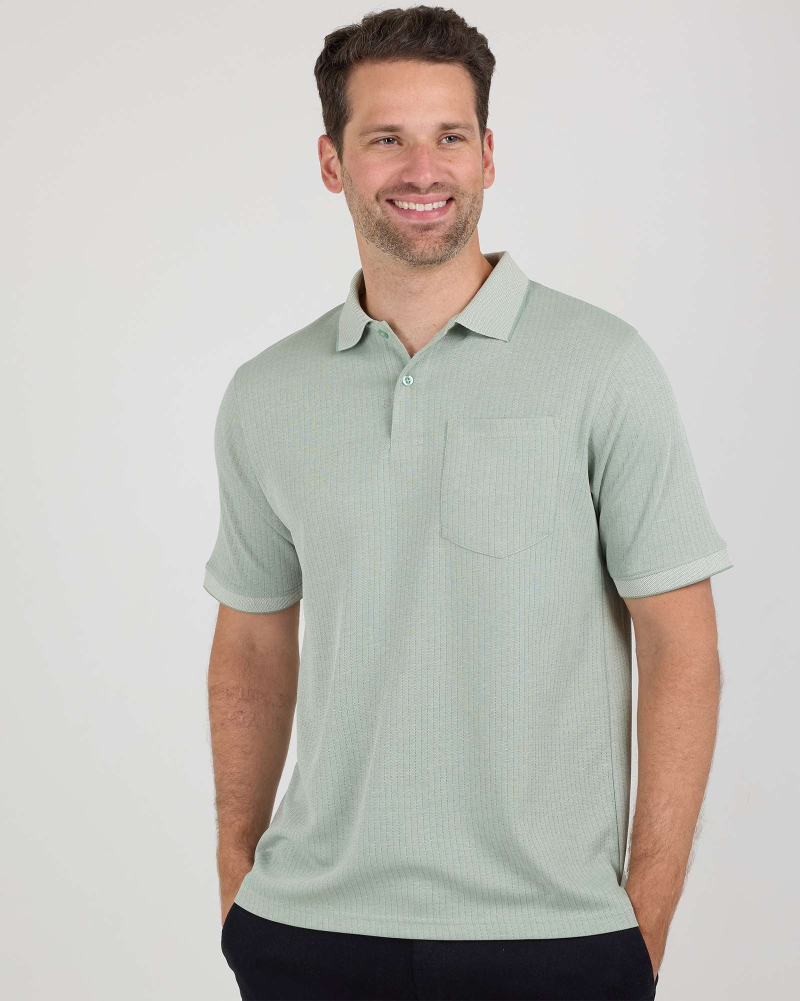 3 Pack: Men's Ribbed CVC SS Polo Shirt With Pocket - Breathable Performance Polo (Available in Big & Tall)