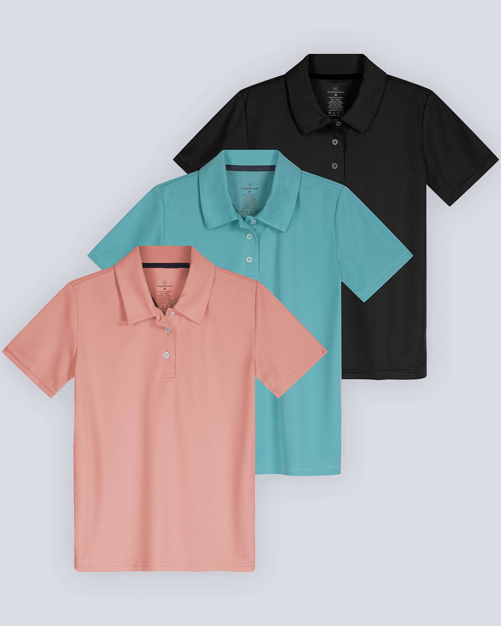 3 Pack: Girls' Short Sleeve Performance Polo