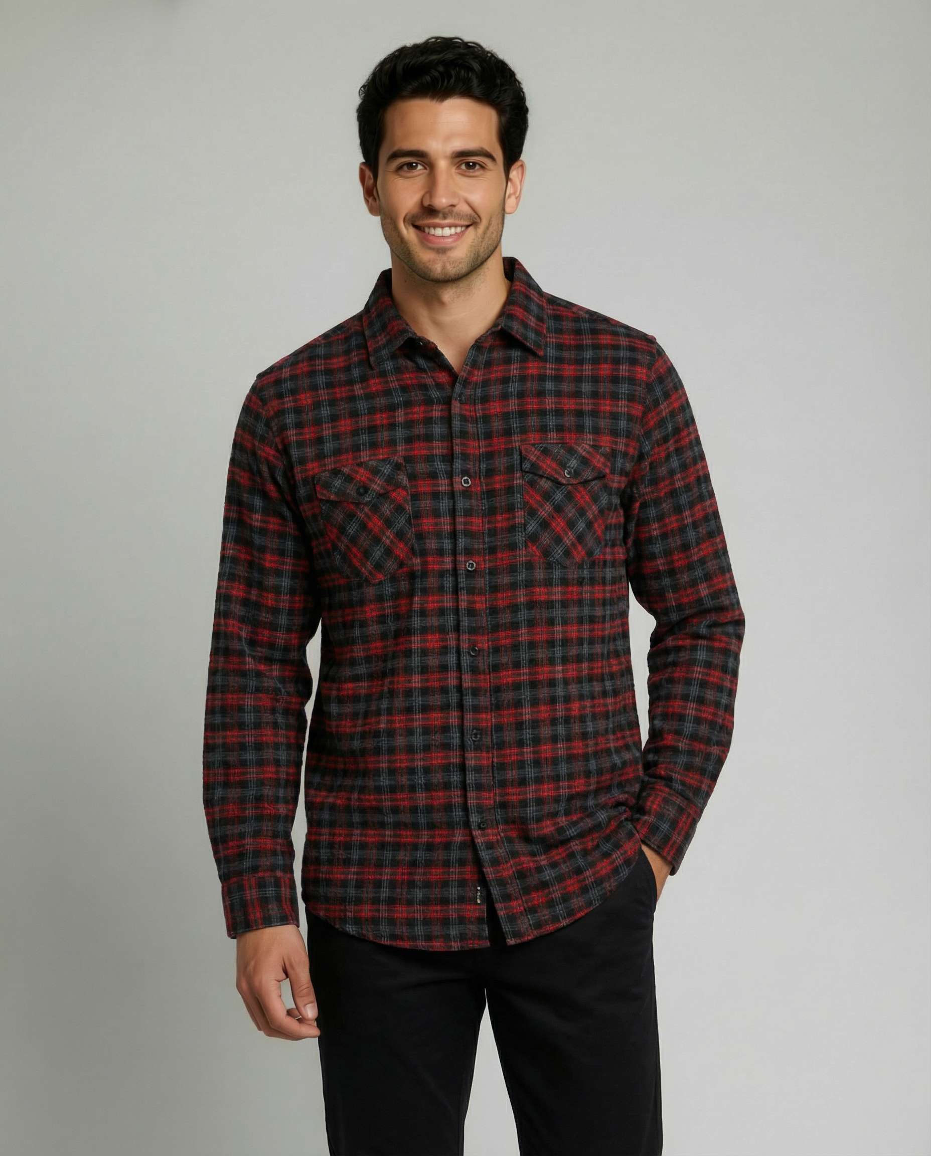 3 Pack: Men's Long-Sleeve Flannel Shirt