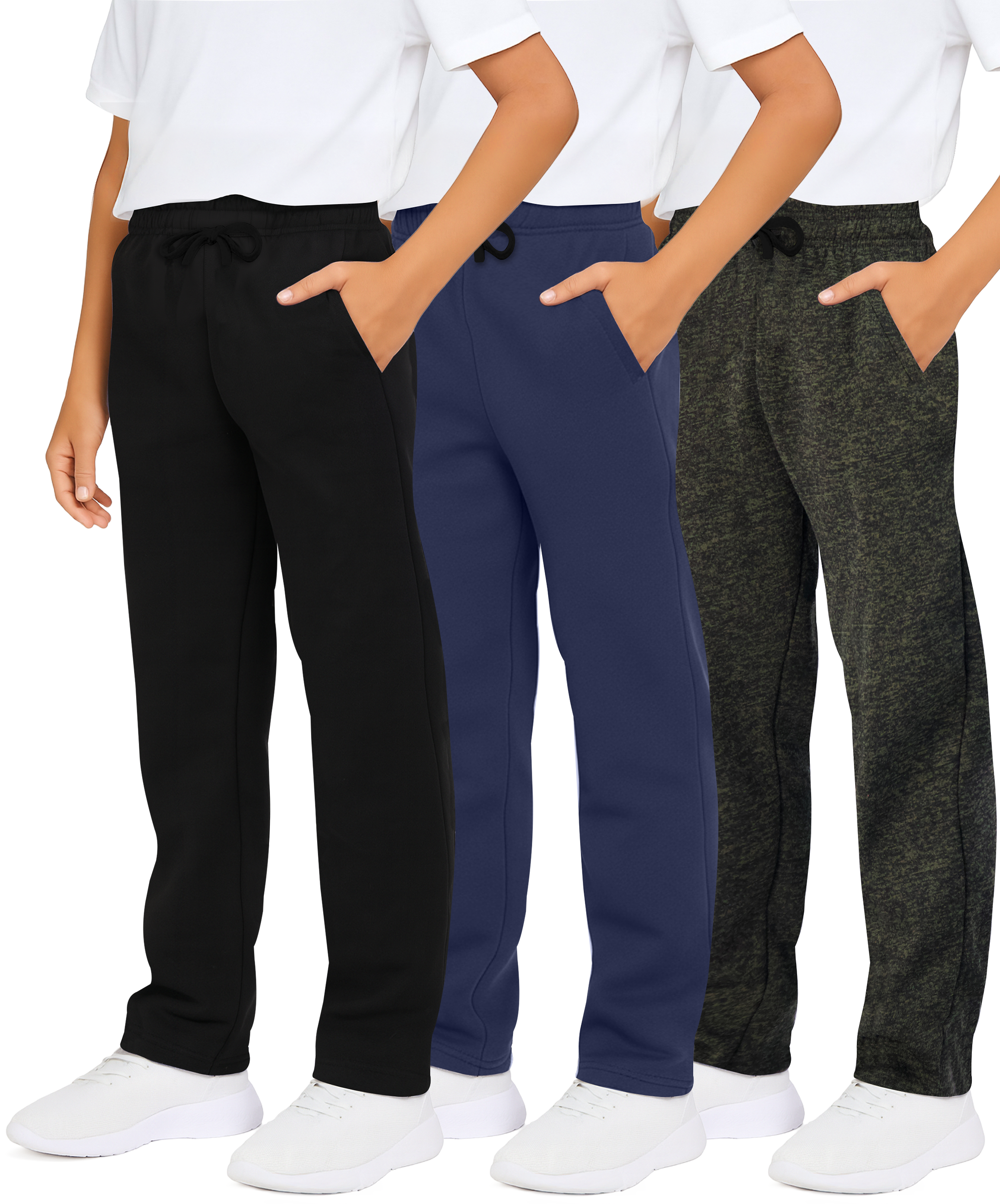 3 Pack: Boys Fleece Open Bottom Sweatpants