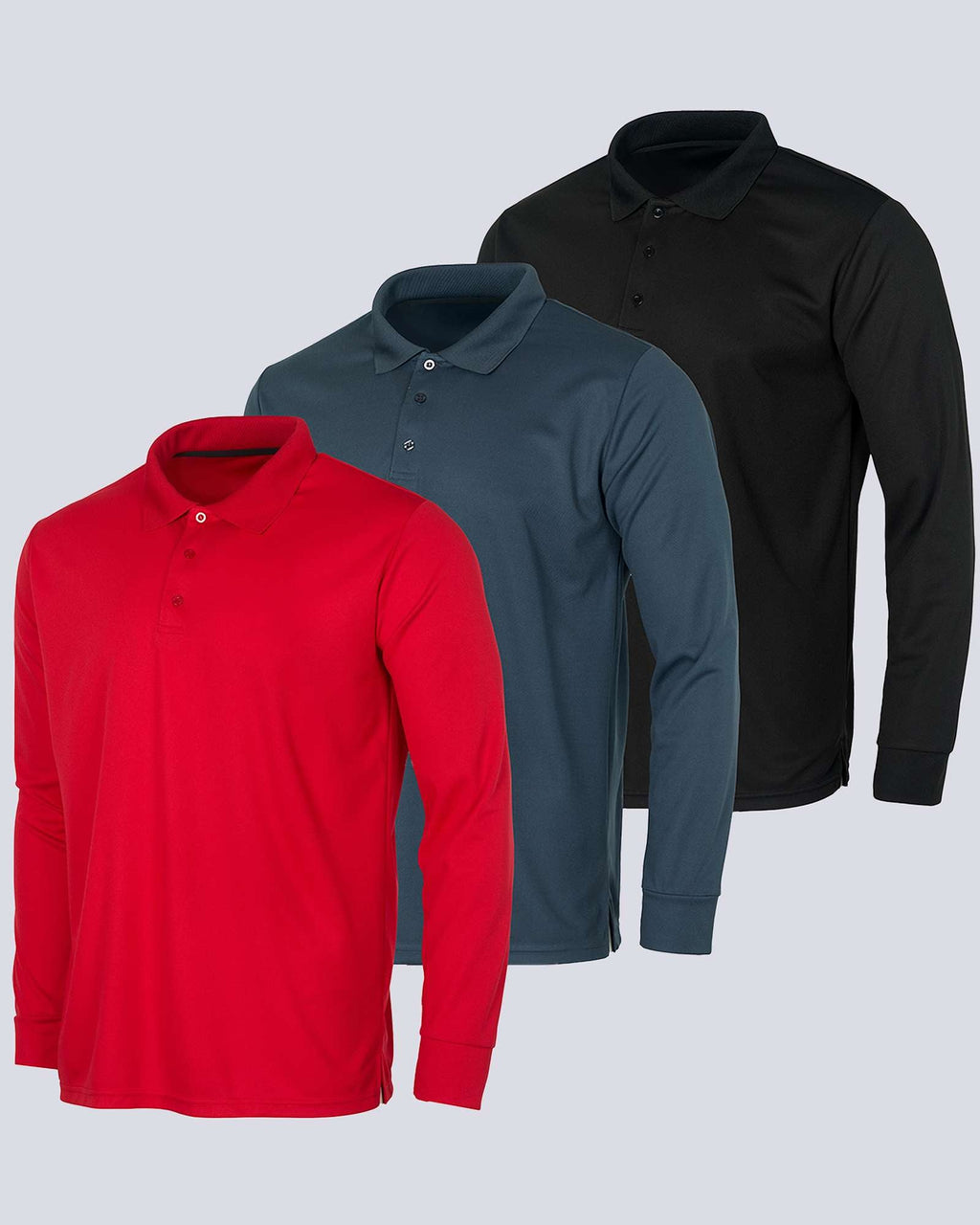 3 Pack: Mens Active Performance Polo Shirt