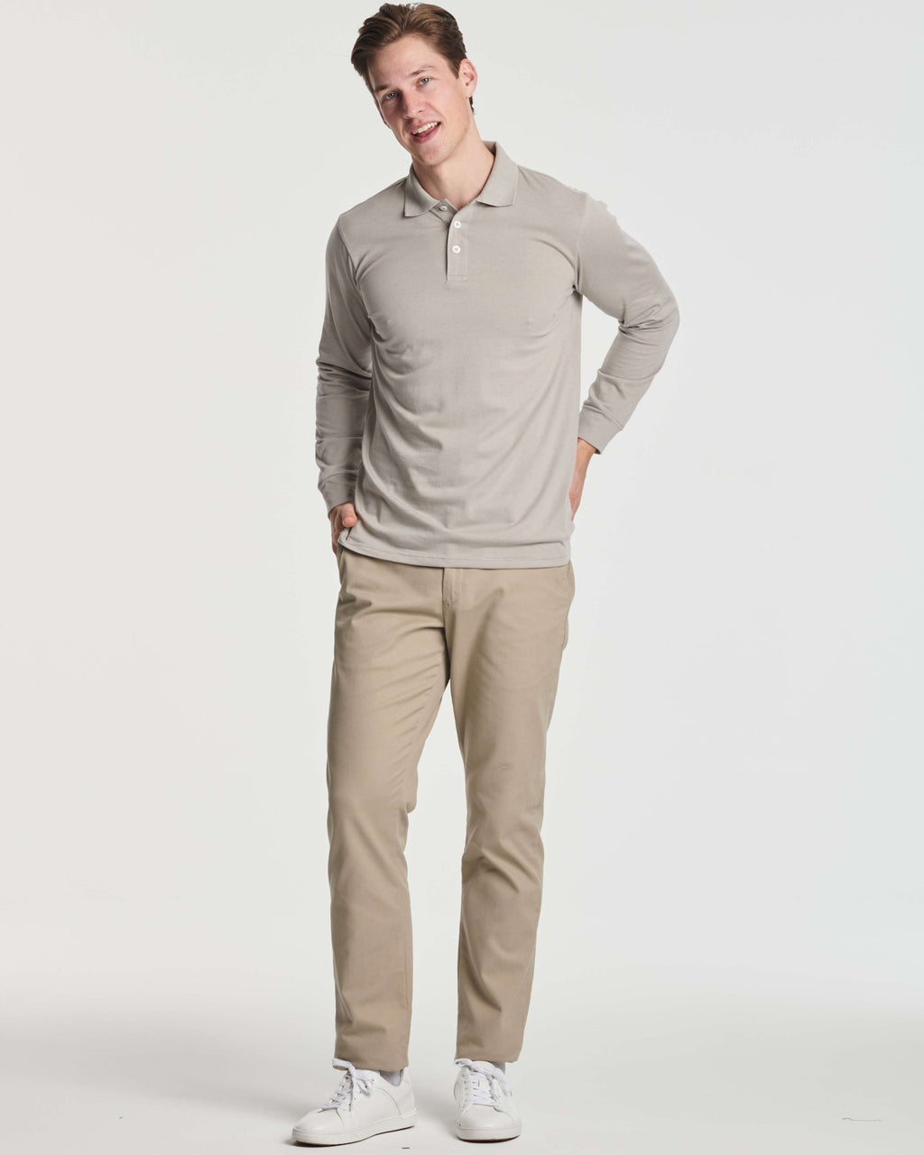 3 Pack: Men's Cotton Jersey Long-Sleeve Polo Shirt (Available in Big & Tall)