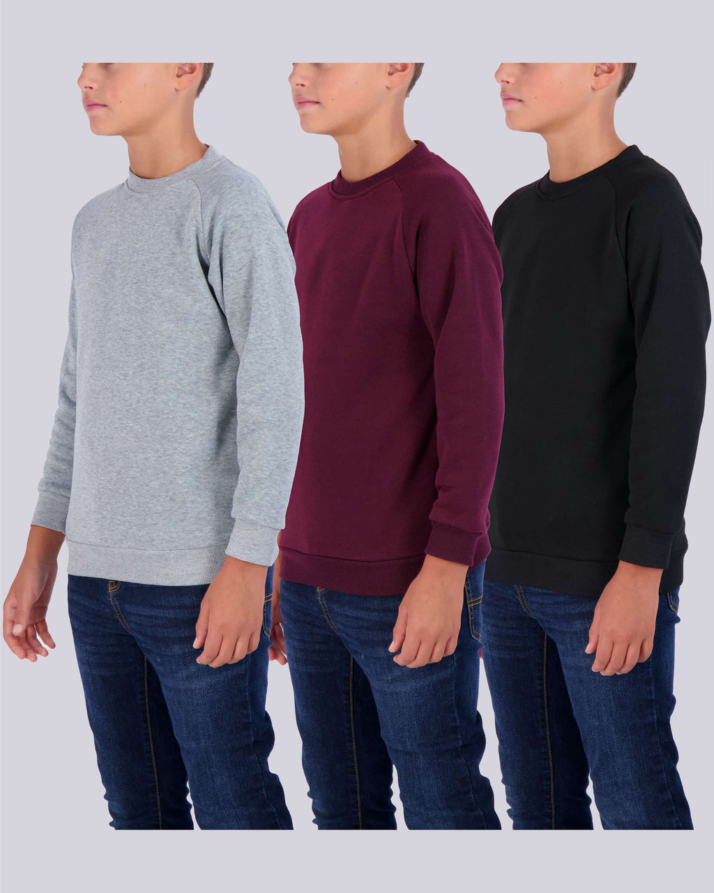 3 Pack: Boys Fleece Crew-Neck Pullover Sweatshirt