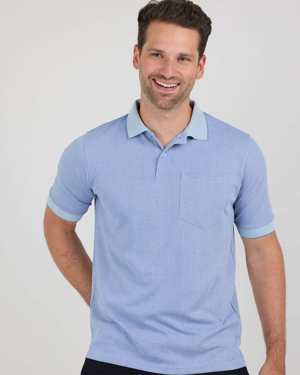 3 Pack: Men's Ribbed CVC SS Polo Shirt With Pocket - Breathable Performance Polo (Available in Big & Tall)