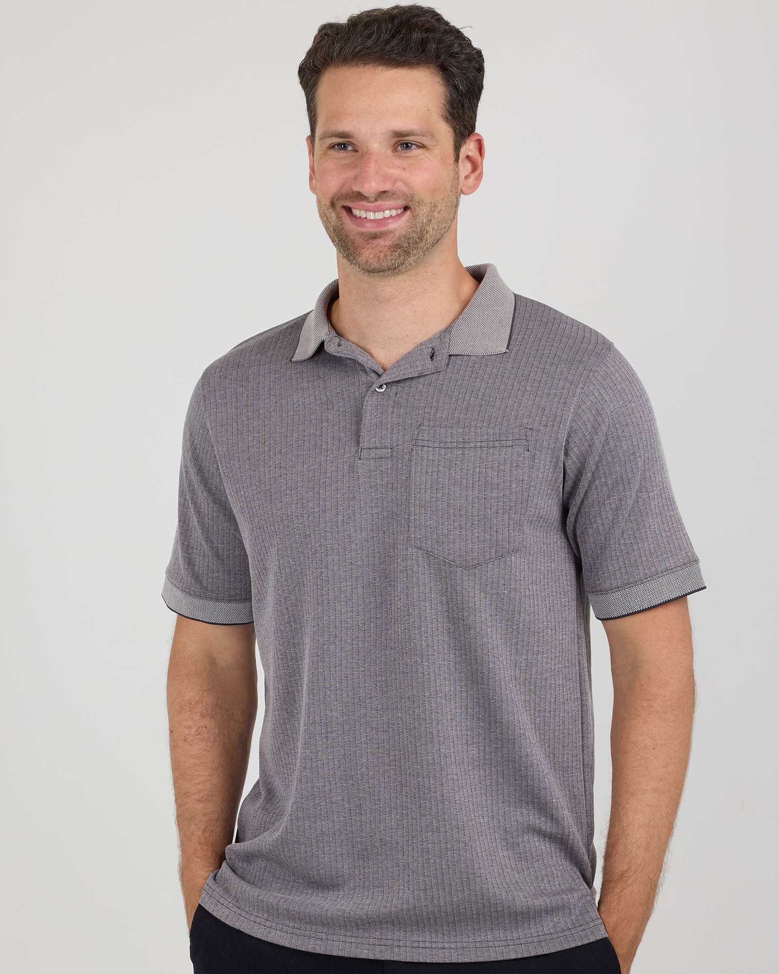 3 Pack: Men's Ribbed CVC SS Polo Shirt With Pocket - Breathable Performance Polo (Available in Big & Tall)