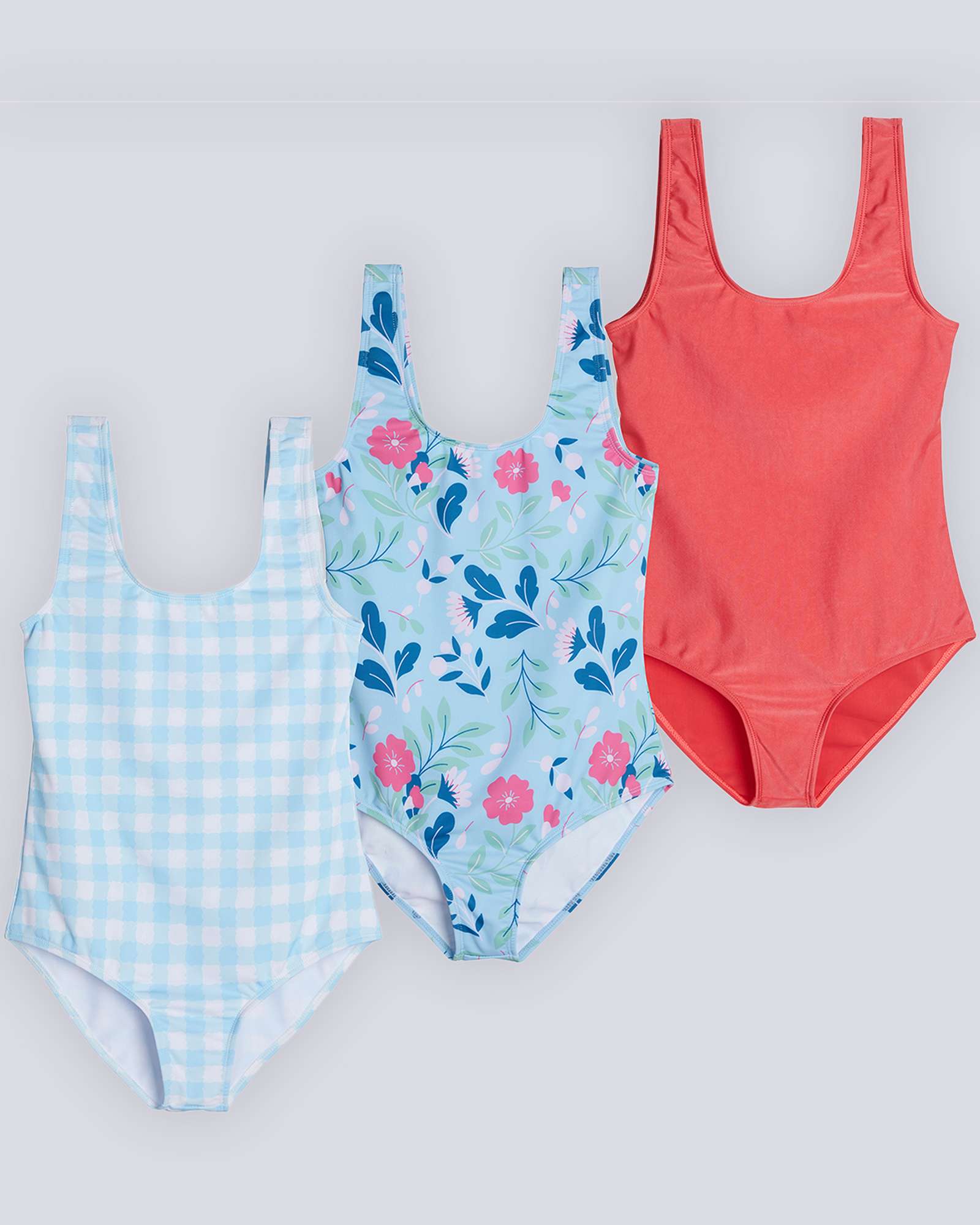 3 Pack: Girls' Surf One Piece Swimsuit
