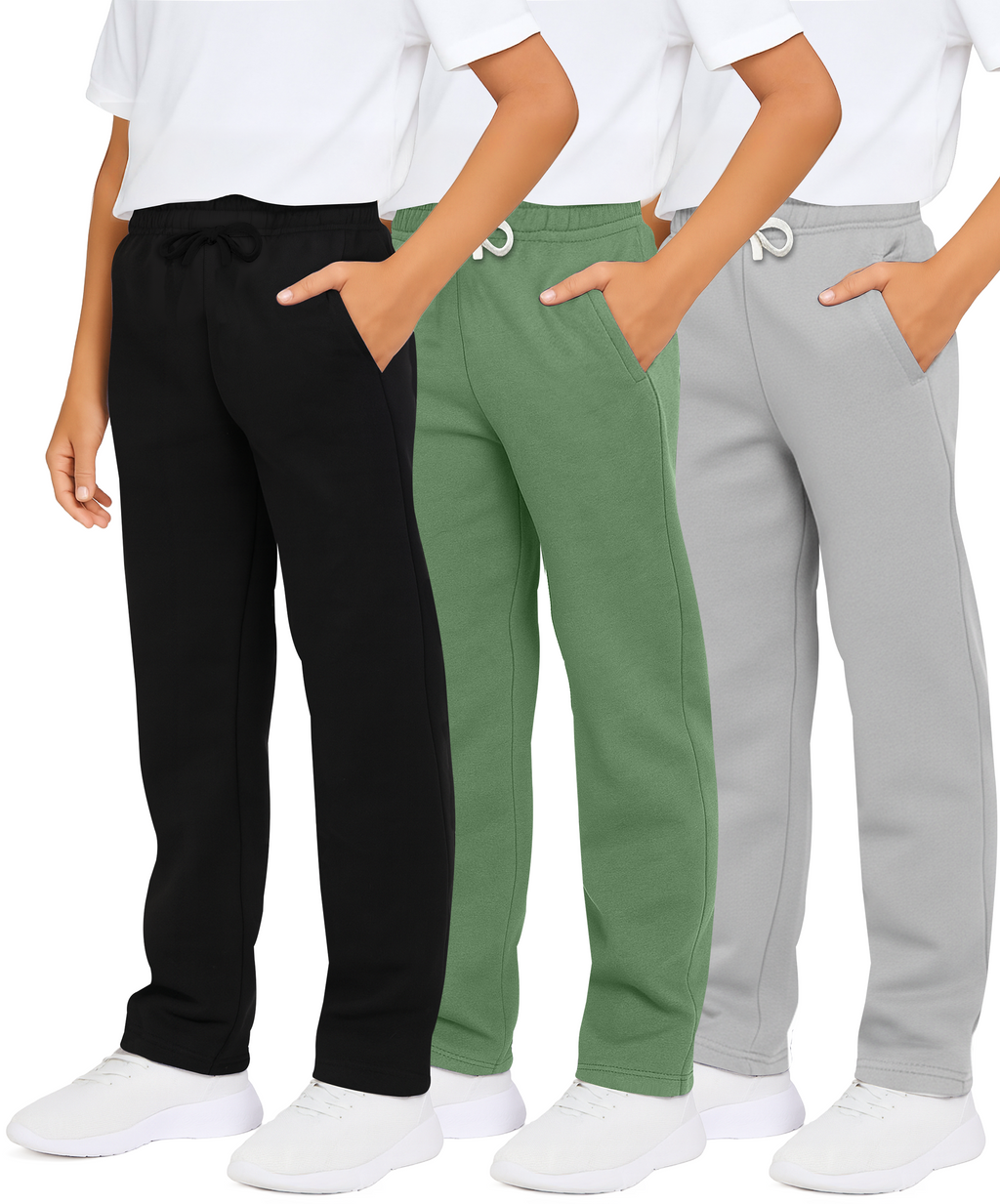 3 Pack: Boys Fleece Open Bottom Sweatpants