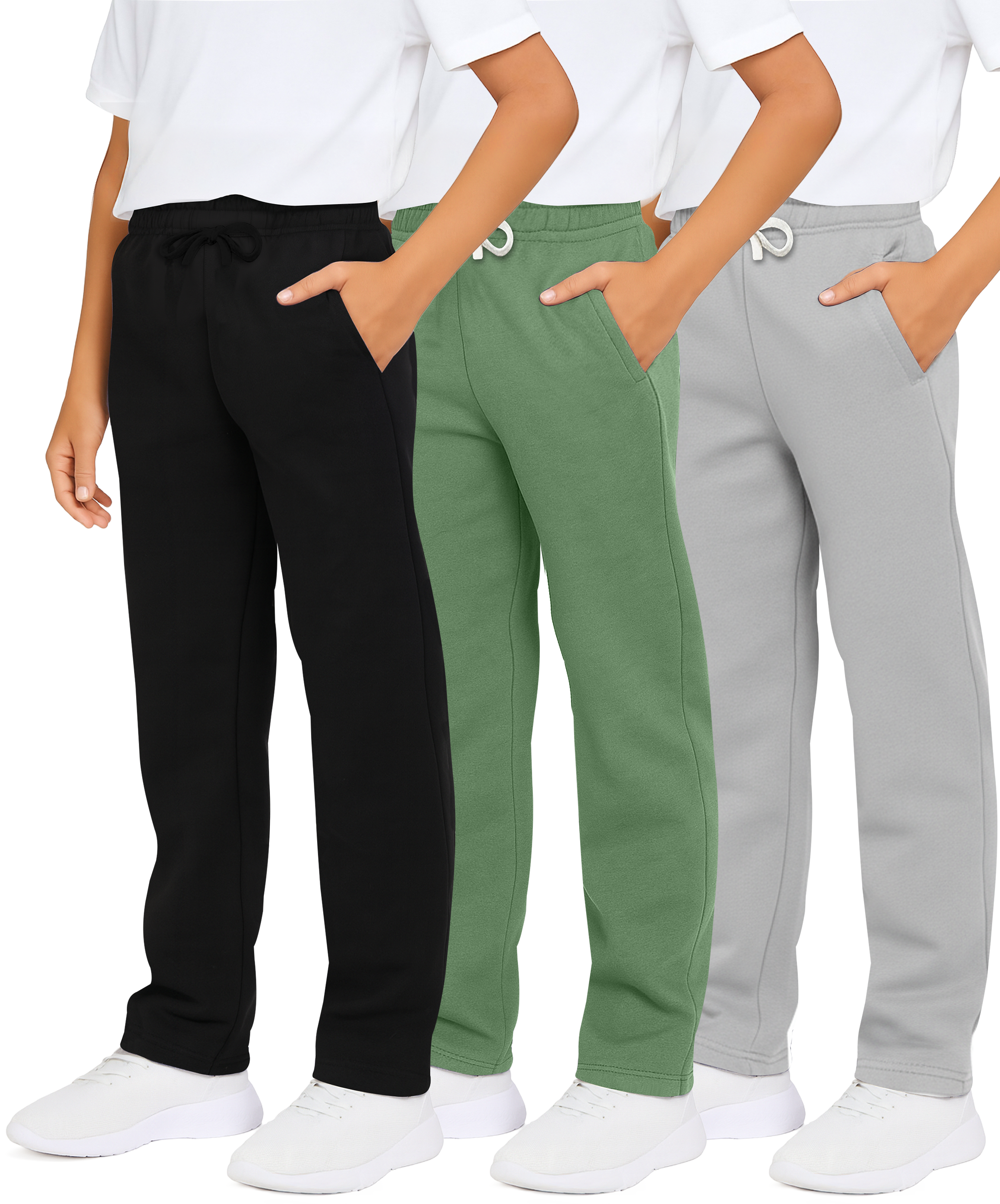 3 Pack: Boys Fleece Open Bottom Sweatpants