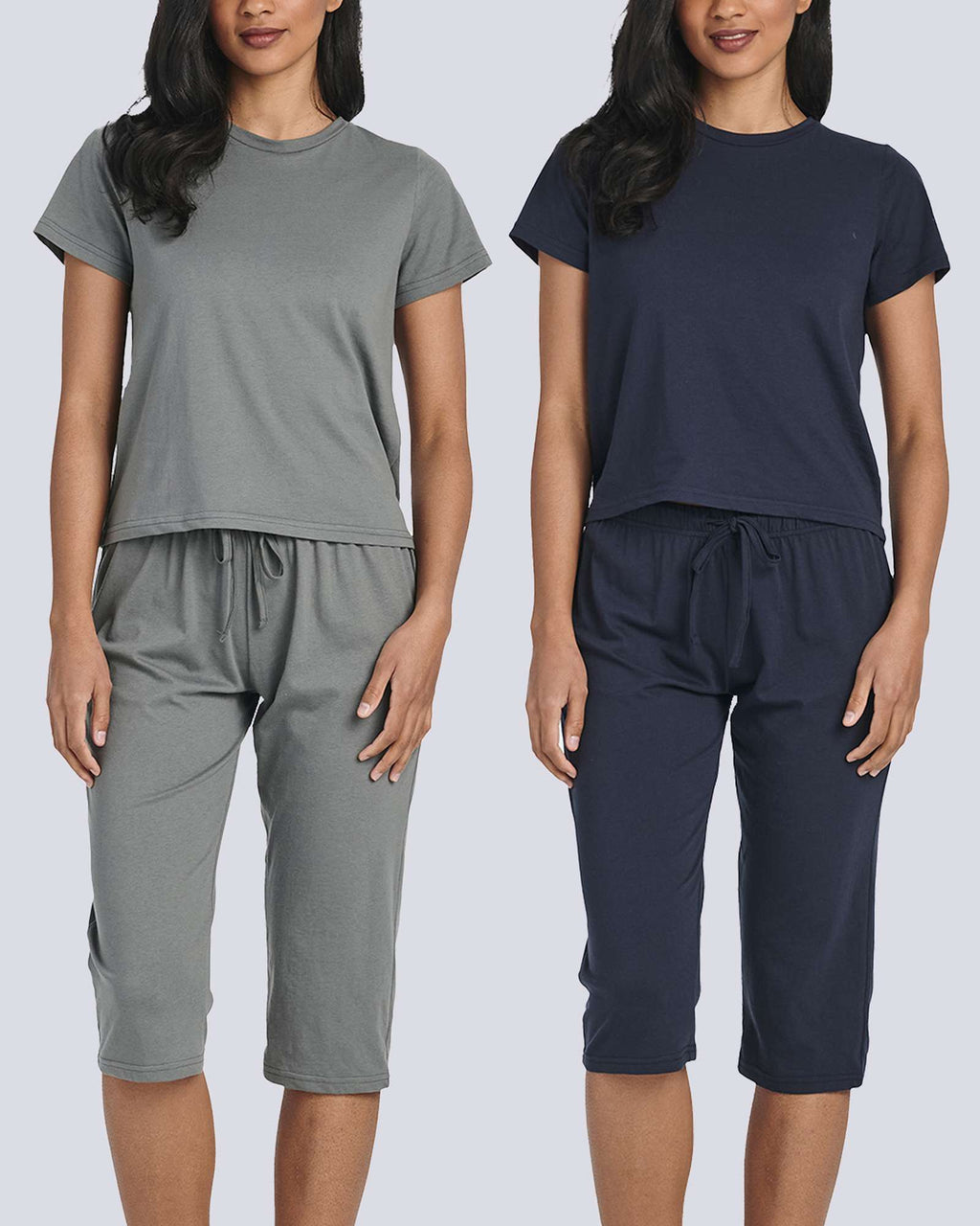 2 Pack: Women's Cotton Pajamas with Capri Pants