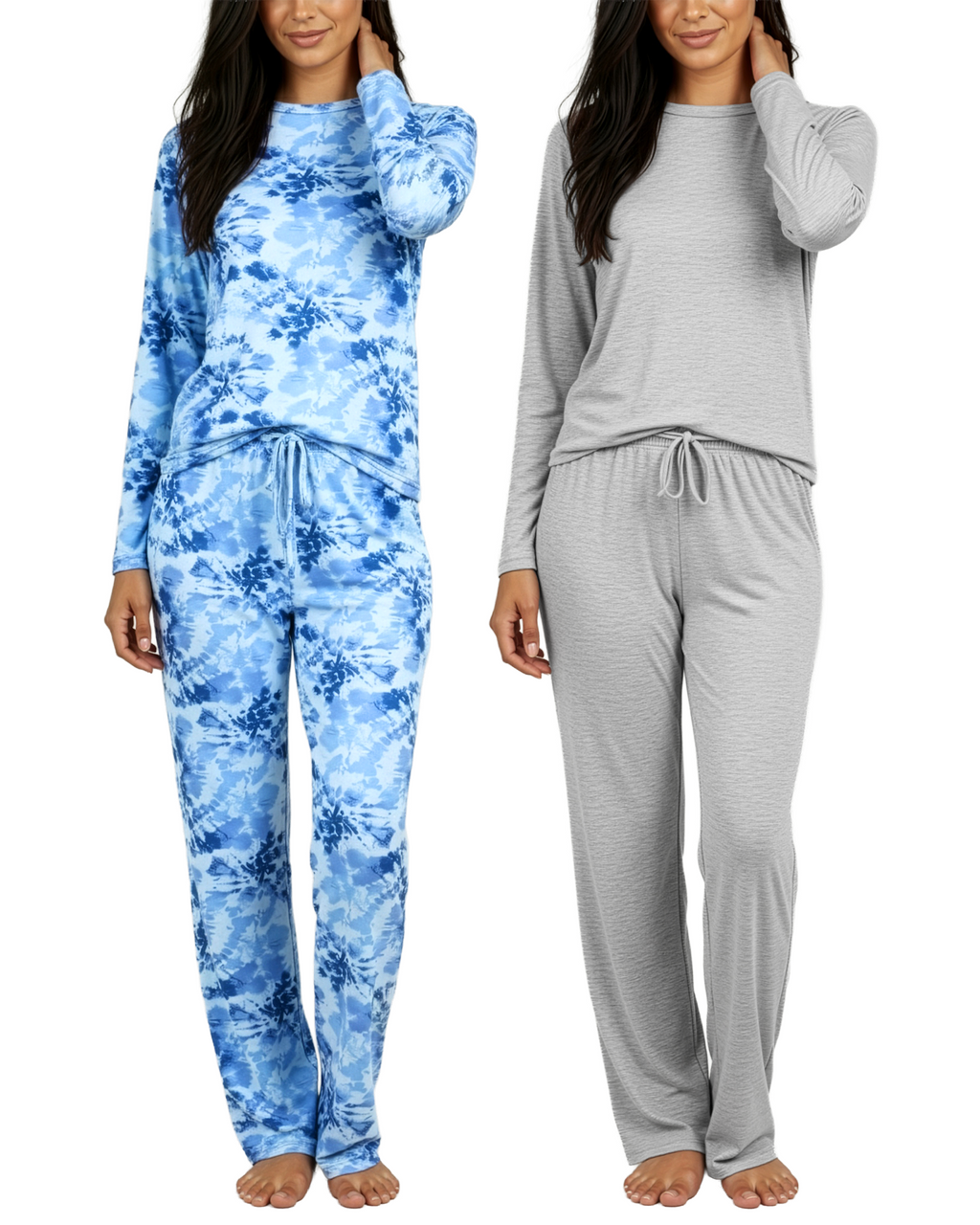 2 Pack: Women’s Pajama Set Super-Soft Long Sleeve Top With Pants
