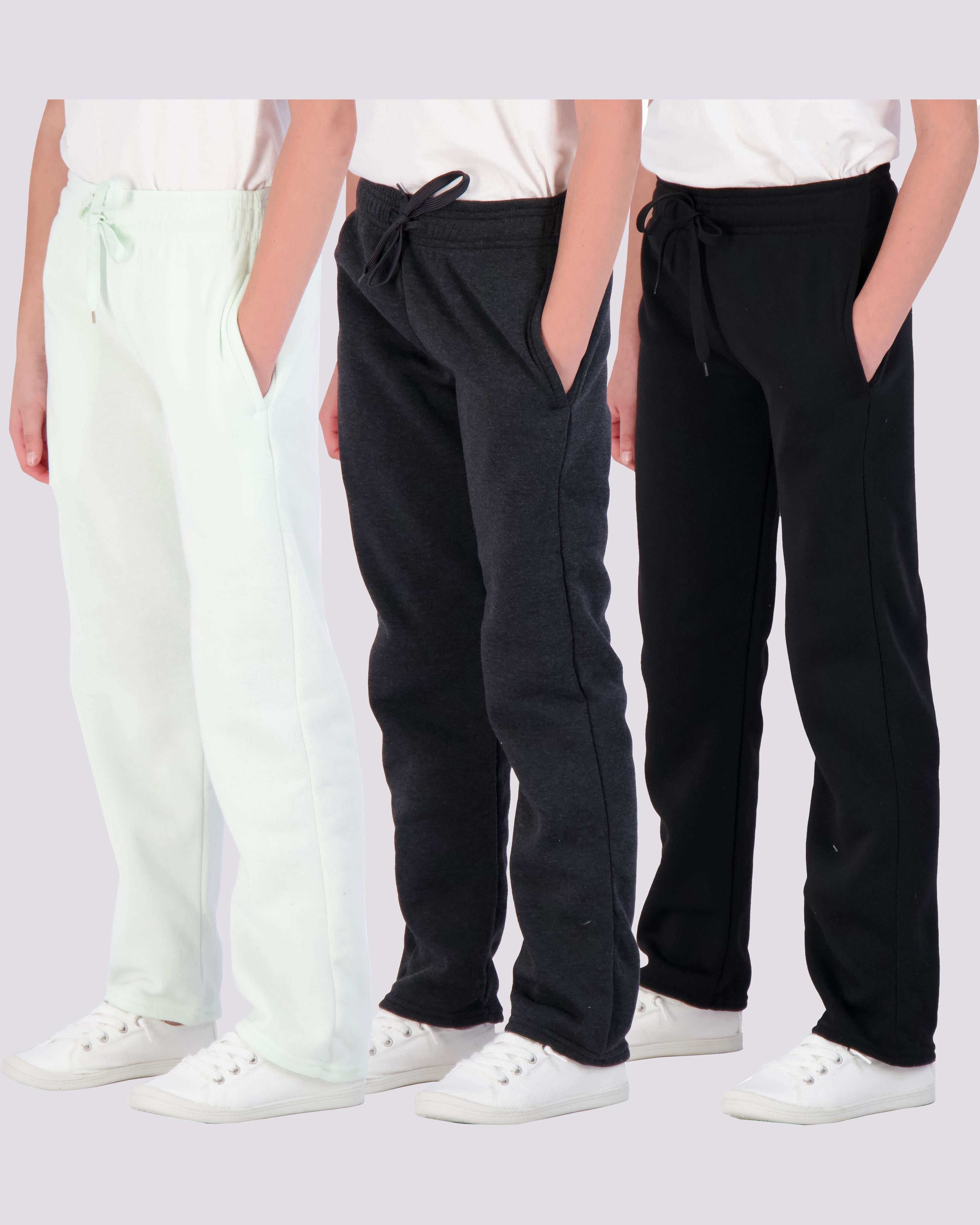 3 Pack: Girls Fleece Open Bottom Sweatpants
