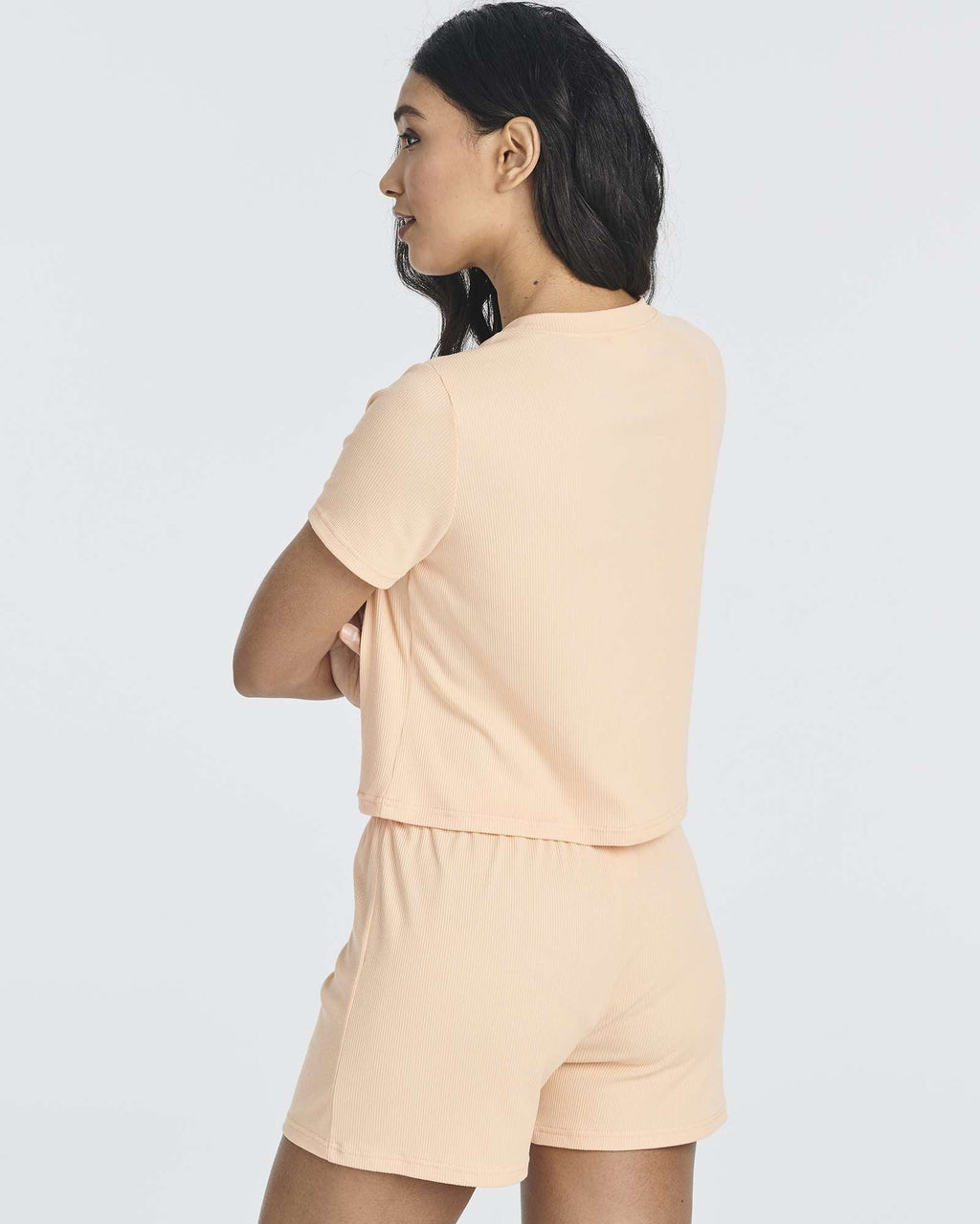 2 Pack: Women's Soft Ribbed Knit Crop Top & Short Set