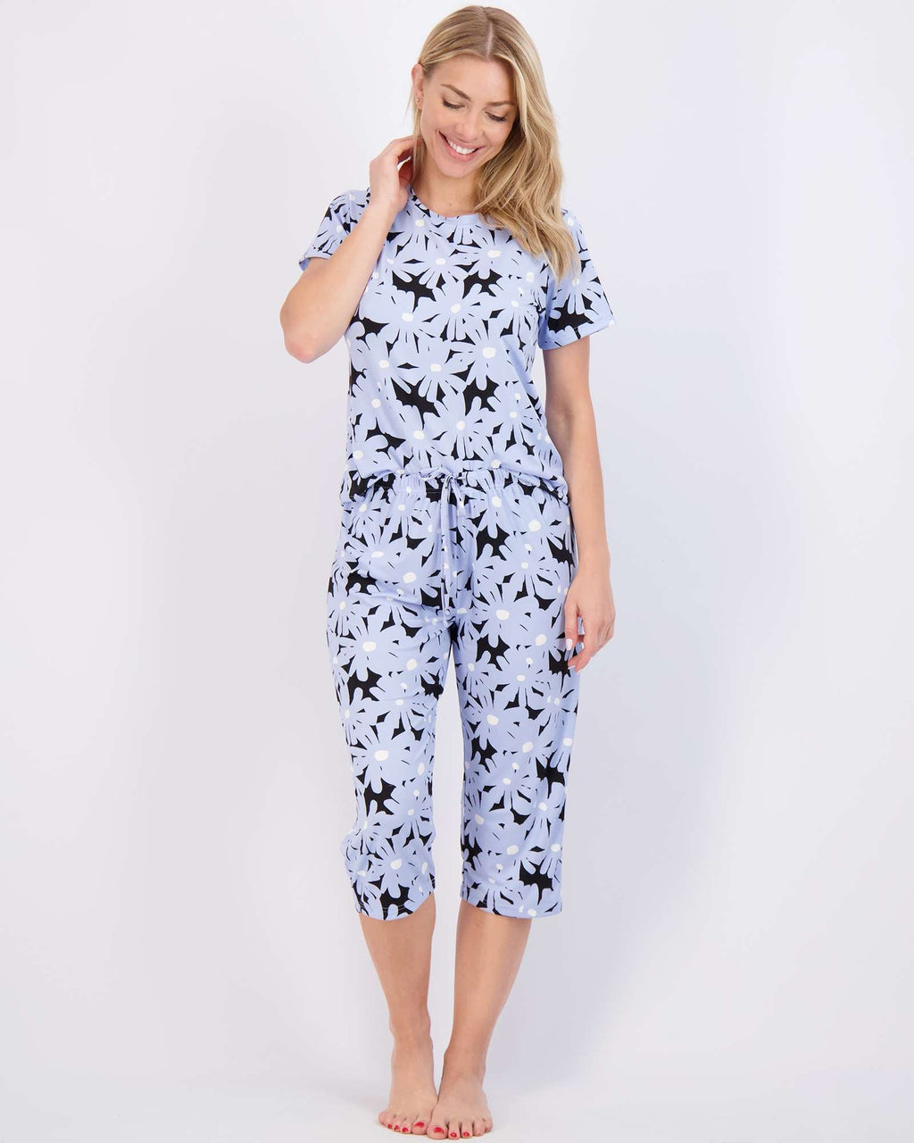 2 Pack: Women's Short-Sleeve PJ Top with Capri Pants