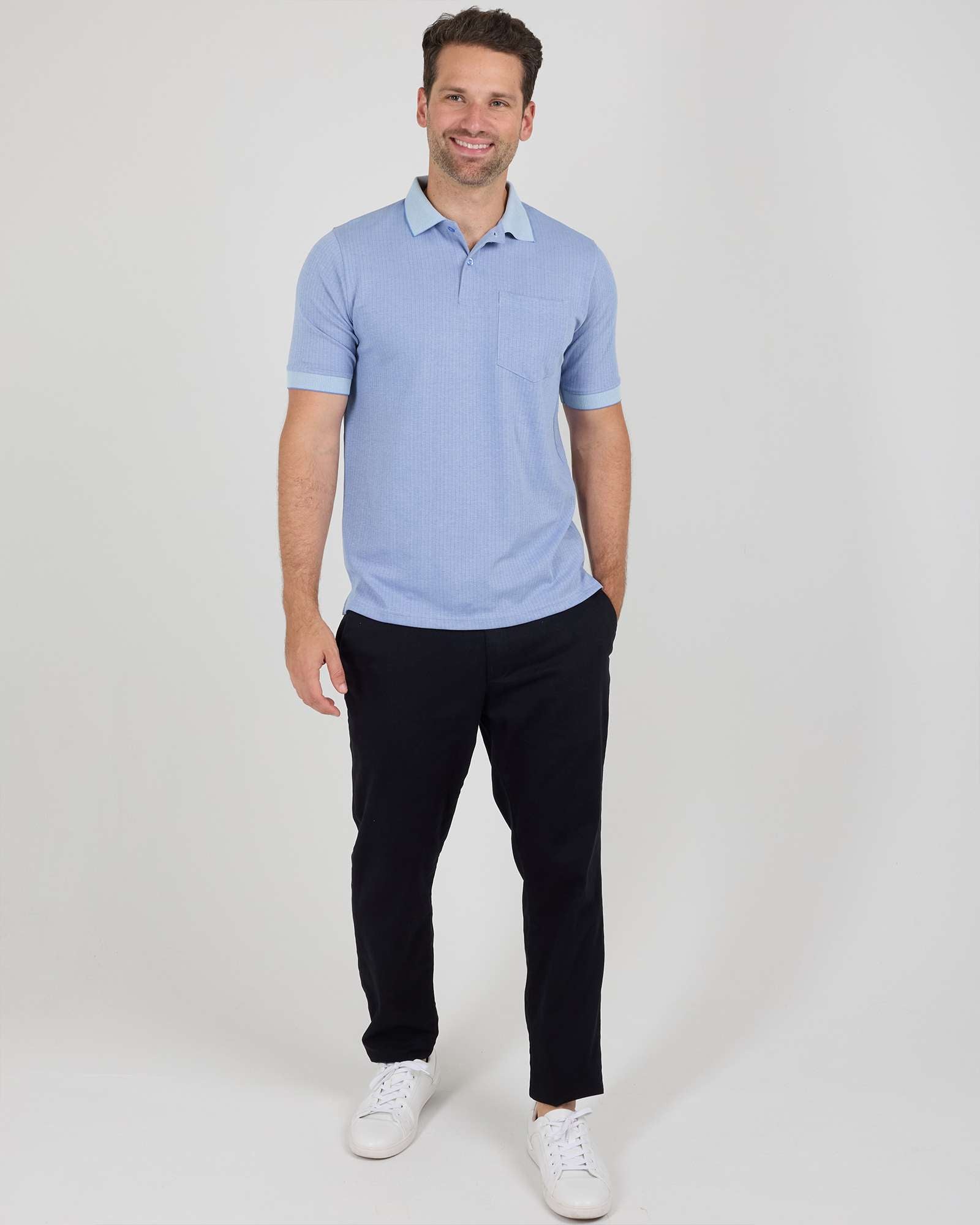 3 Pack: Men's Ribbed CVC SS Polo Shirt With Pocket - Breathable Performance Polo (Available in Big & Tall)