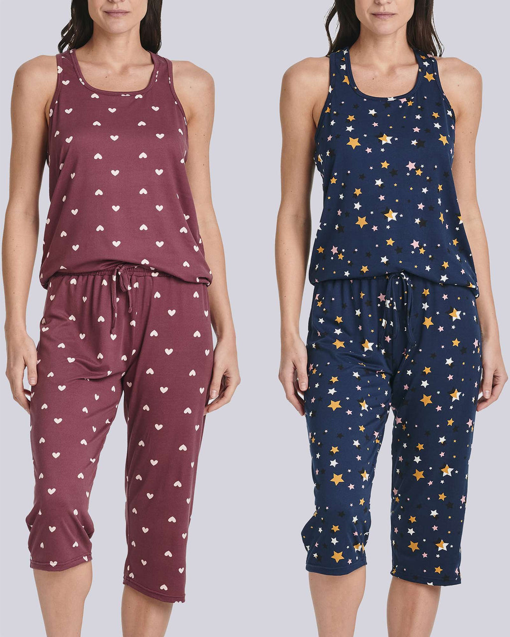 2 Pack: Women's Pajama Set Tank Top and Capri Pants
