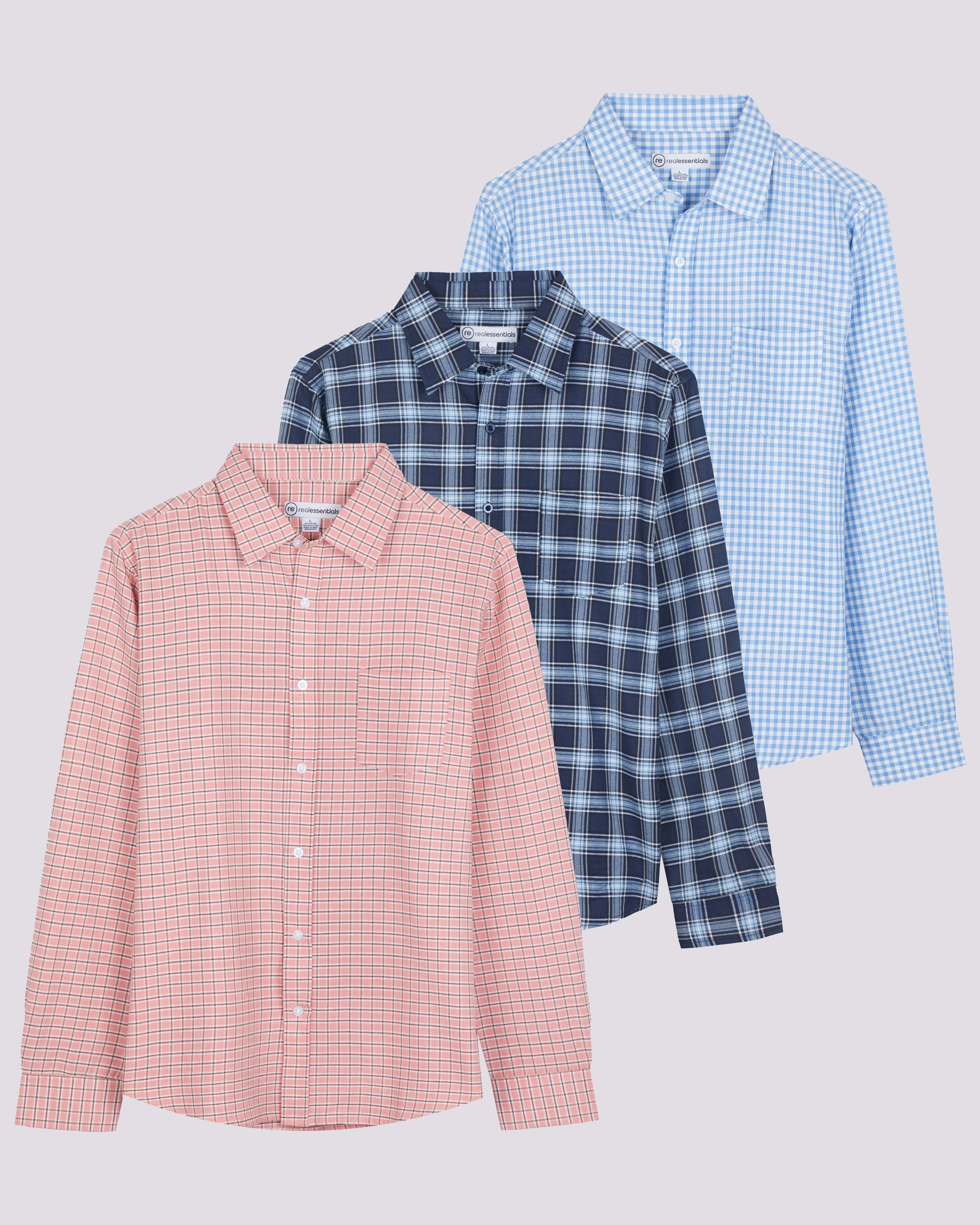 3 Pack: Men's Regular-Fit Long Sleeve Poplin Shirt (Available in Big & Tall)