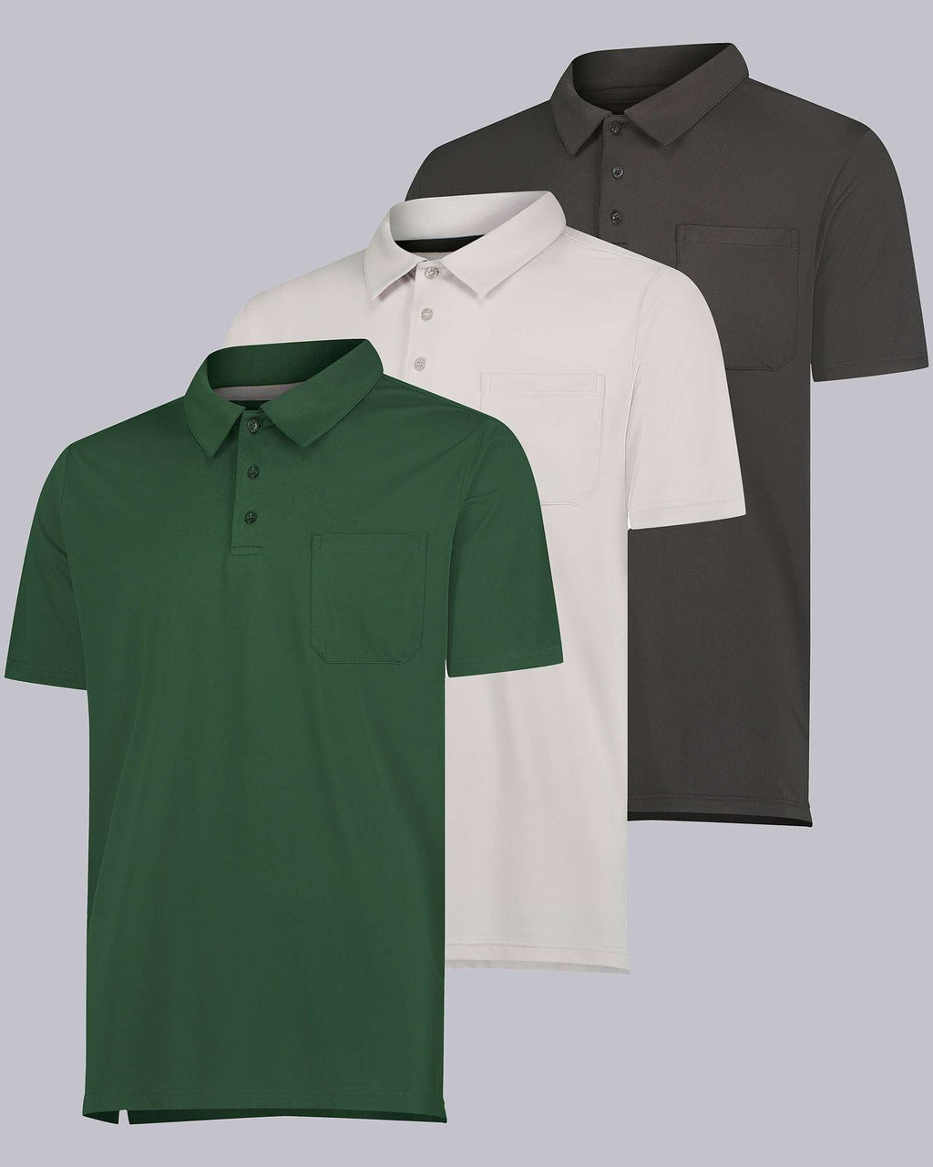 3 Pack: Men's Short Sleeve Pocket Polo Shirt (Available in Big & Tall)