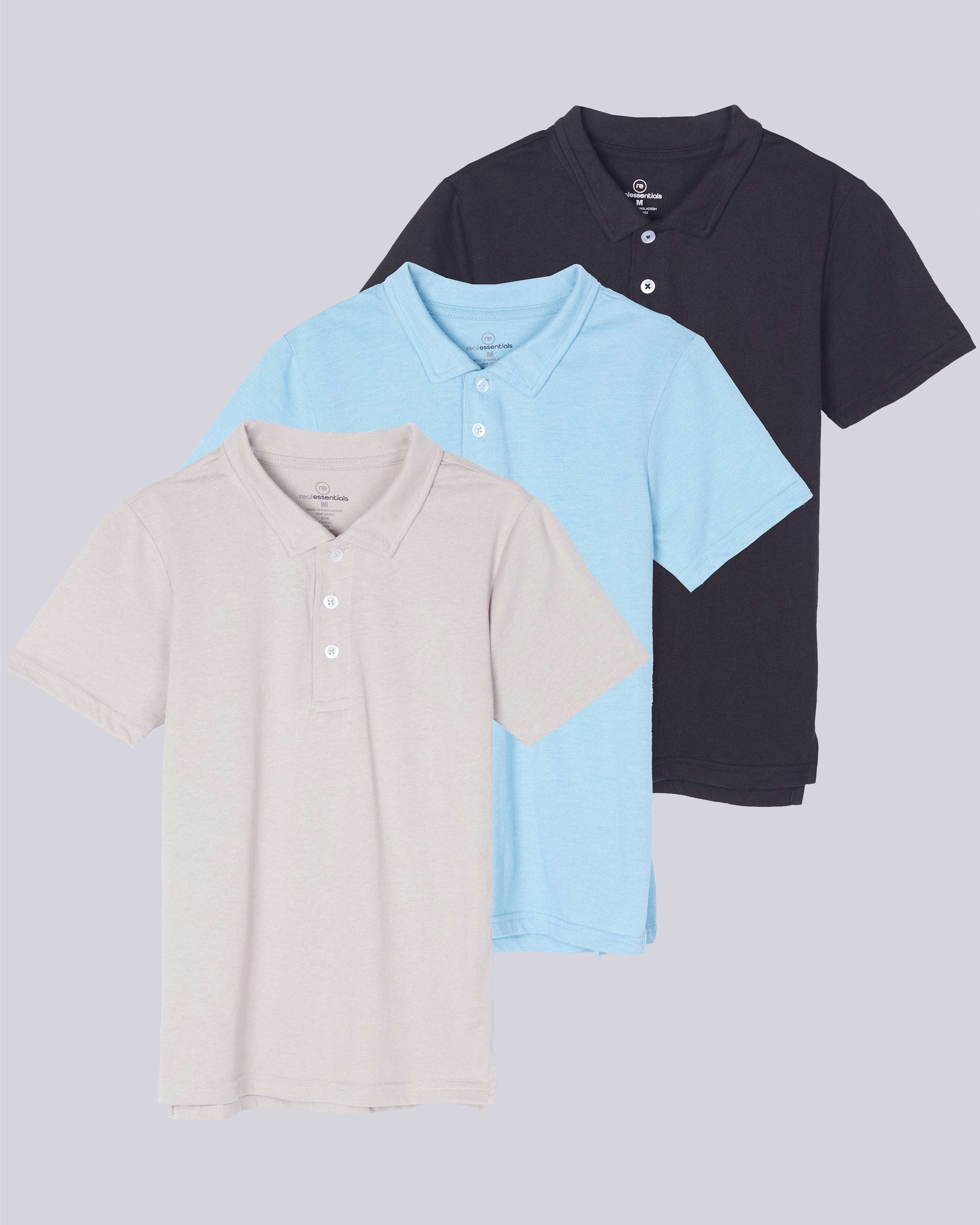 3 Pack: Boys' Jersey Cotton Polo Shirt