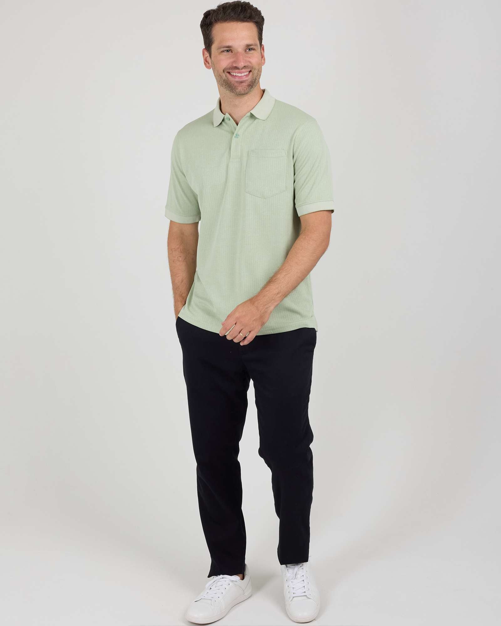 3 Pack: Men's Ribbed CVC SS Polo Shirt With Pocket - Breathable Performance Polo (Available in Big & Tall)