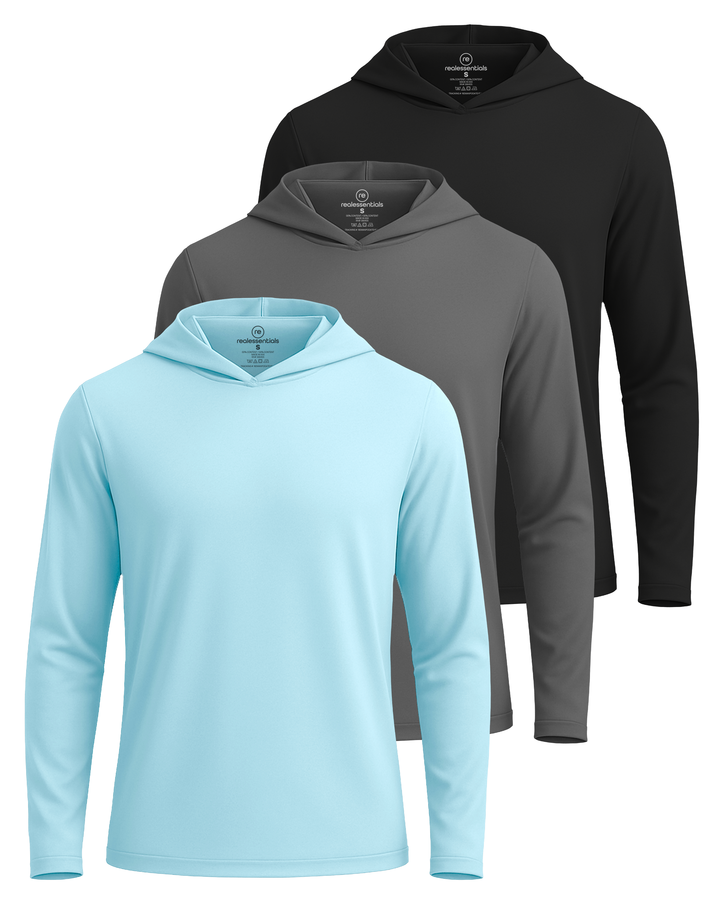3 Pack: Mens Dry Fit Active Hoodie Pullover Sweatshirt