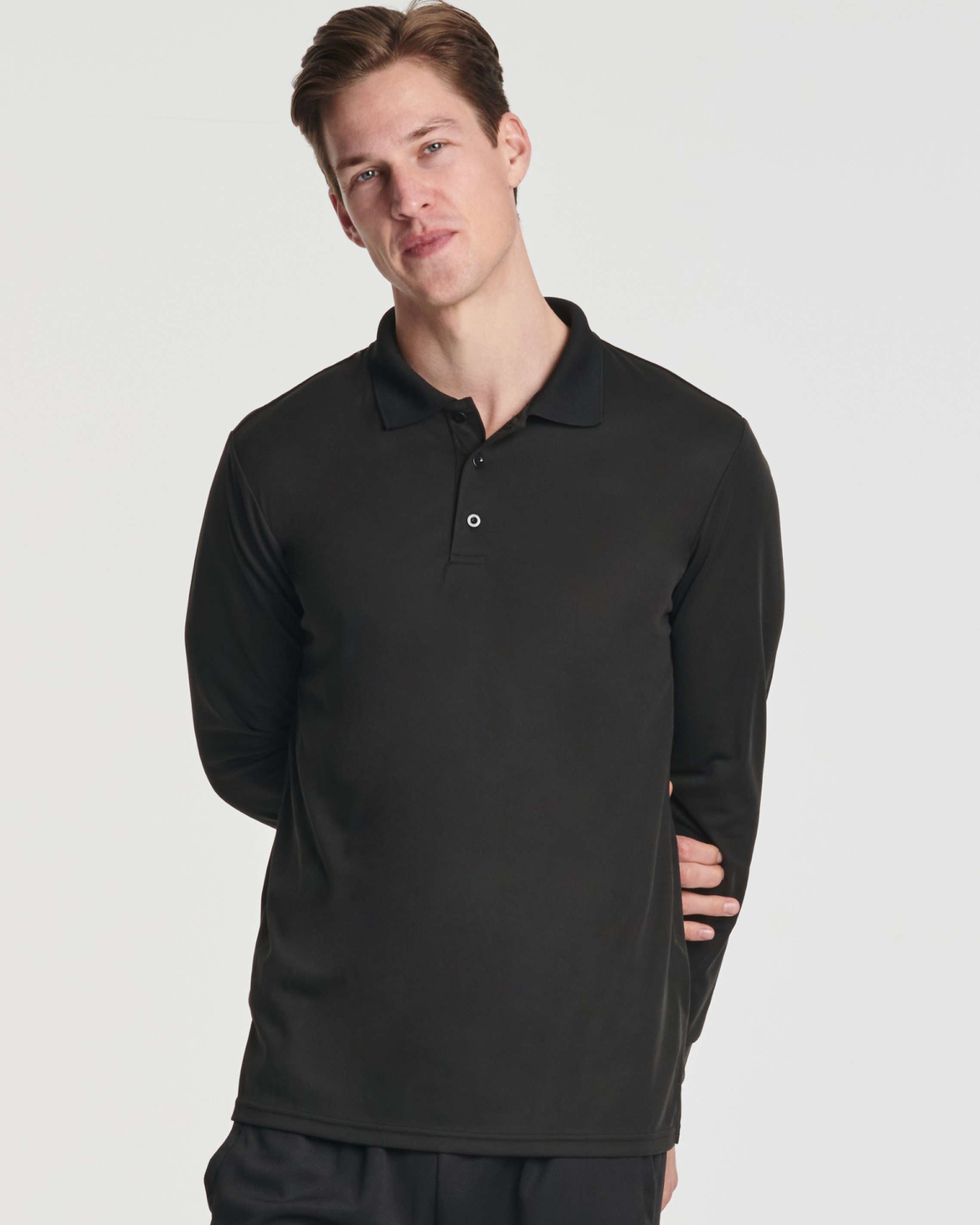 3 Pack: Men's Dry Fit Long-Sleeve Polo Shirt (Available in Big & Tall)