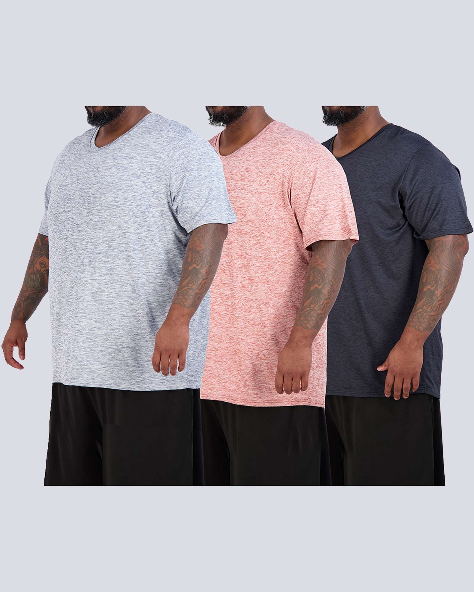 3 Pack: Men's Big & Tall V-Neck Short-Sleeve Dry-Fit T-Shirt