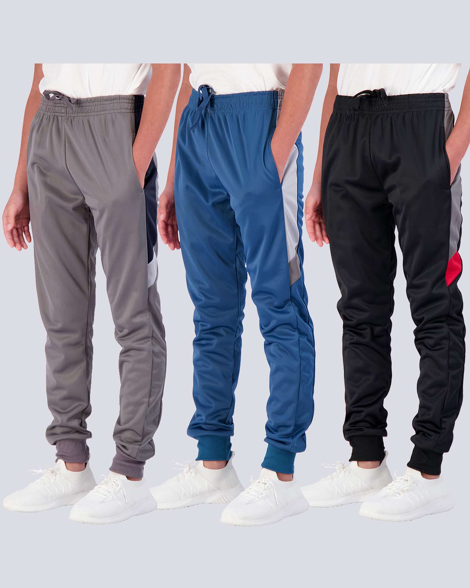 3 Pack: Boys Active Fleece-Lined Tricot Jogger Sweatpants