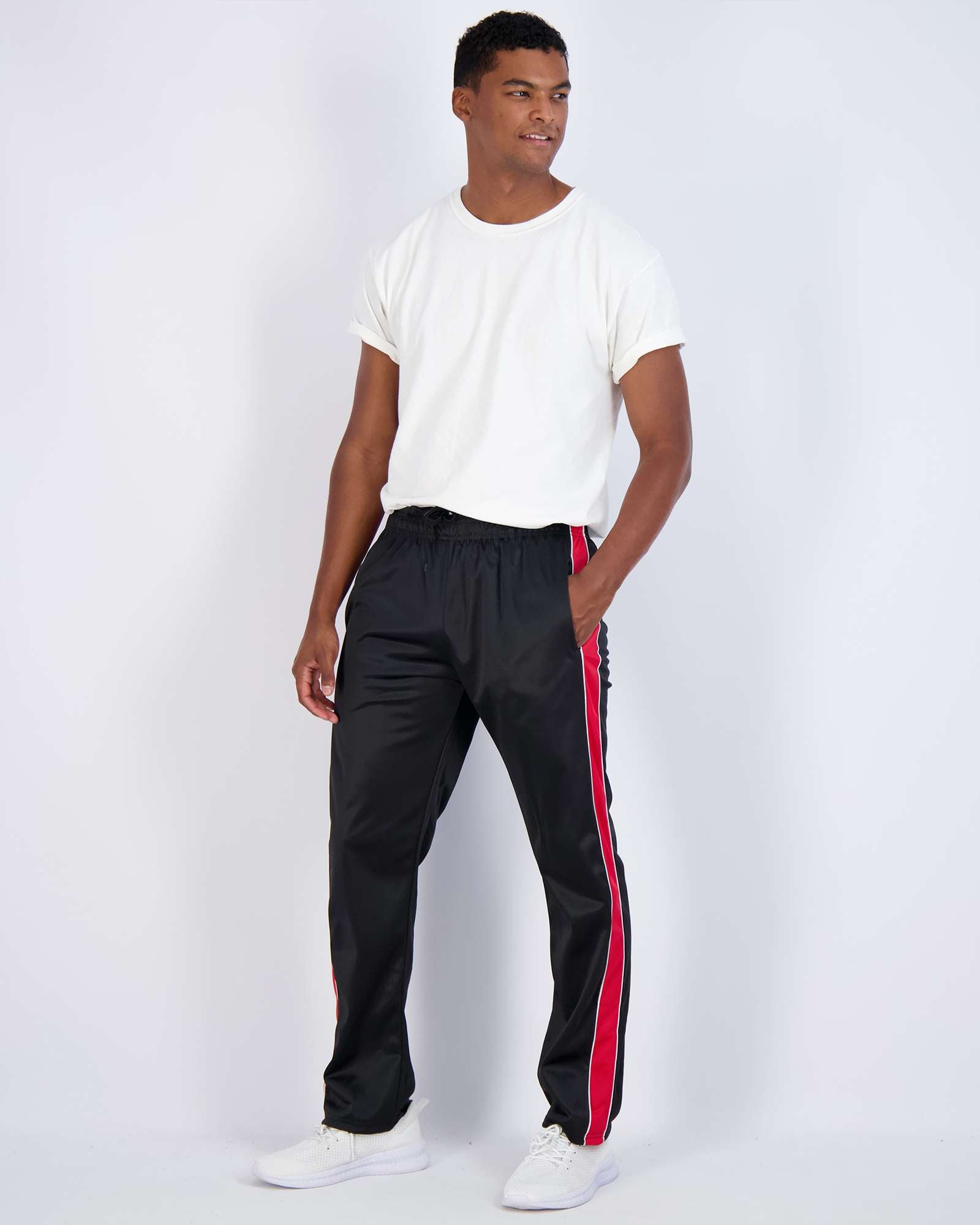 3 Pack: Mens Active Athletic Casual Tricot Open Bottom Sweatpants with Pockets (Available in Big & Tall)